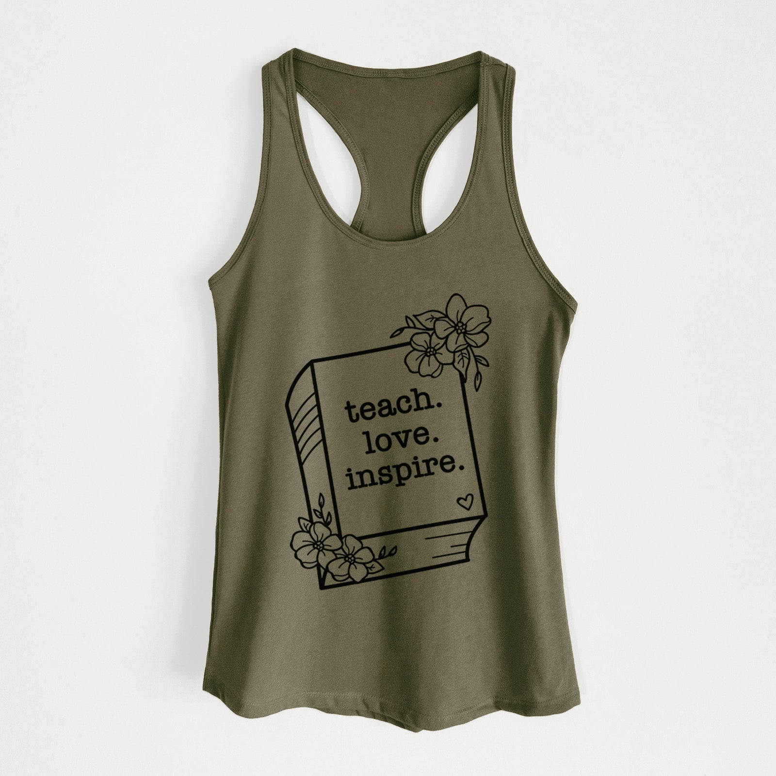 Teach. Love. Inspire. - Floral Book - Women's Racerback Tanktop