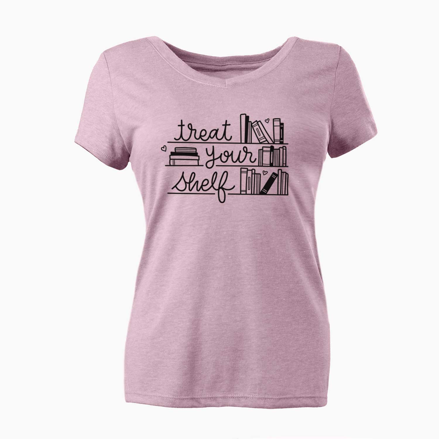 Treat Your Shelf - Book Pun - Women's V-neck Shirt