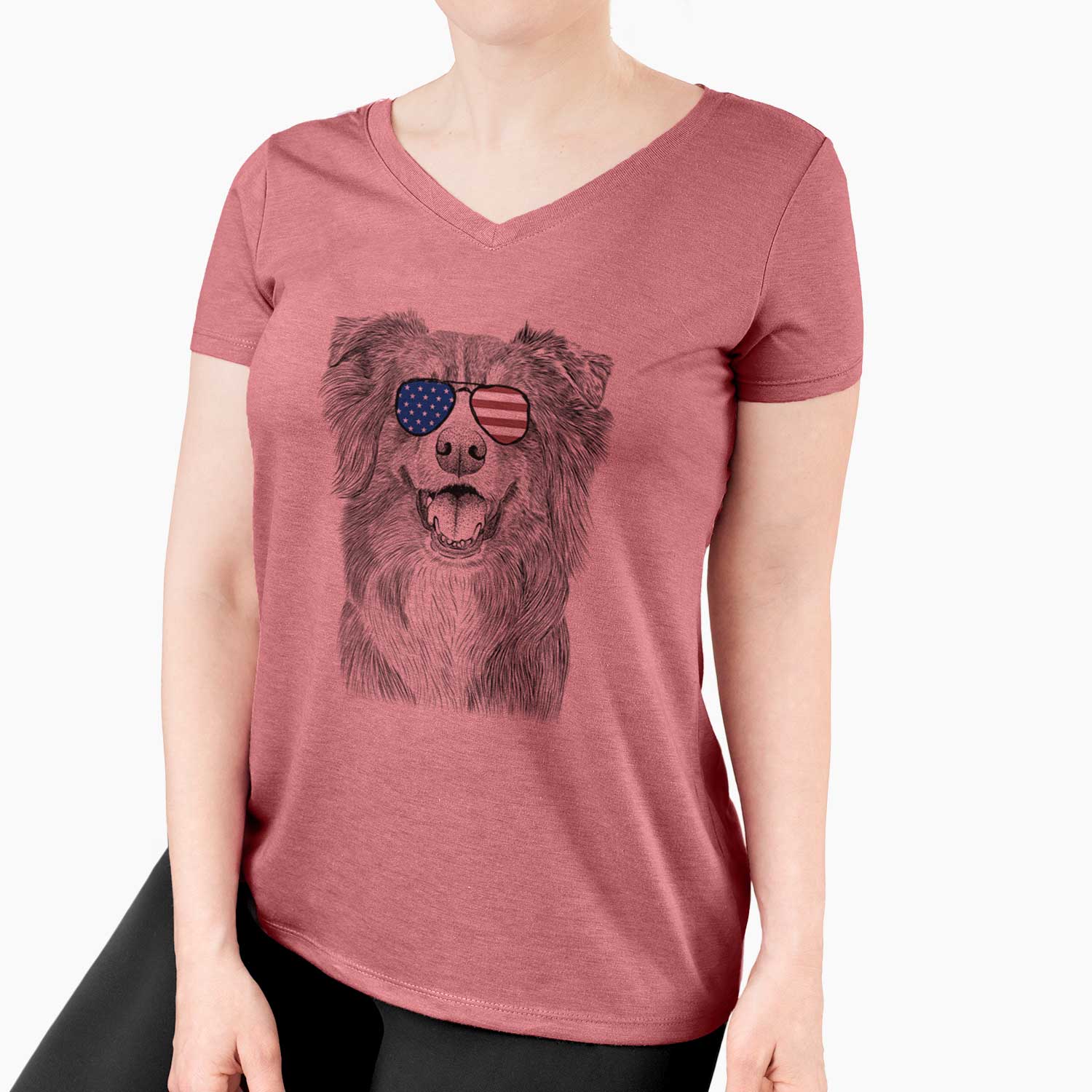 USA Aussie Parker the Australian Shepherd - Women's Perfect V-neck Shirt