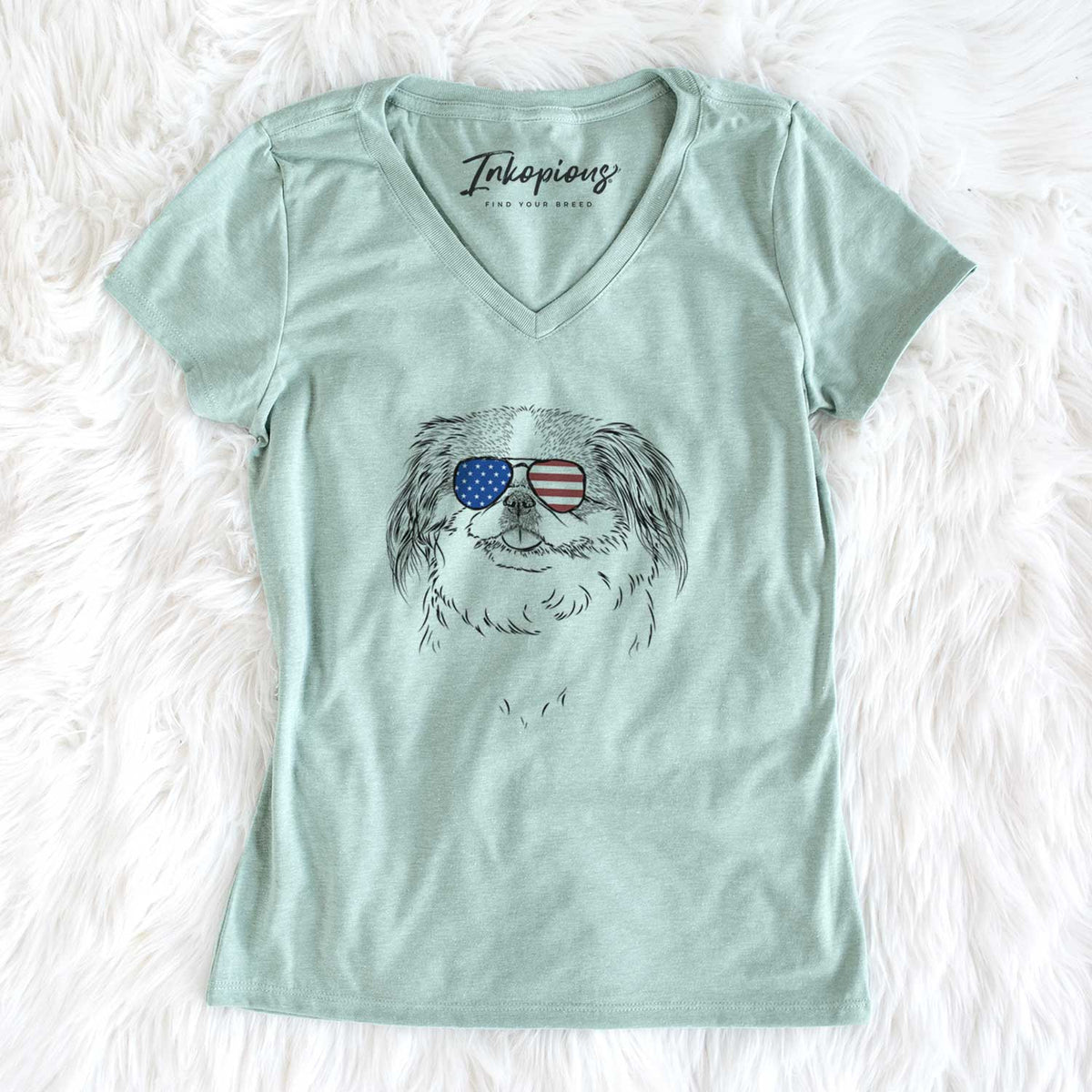 USA Abra Bean the Pekingese - Women's Perfect V-neck Shirt