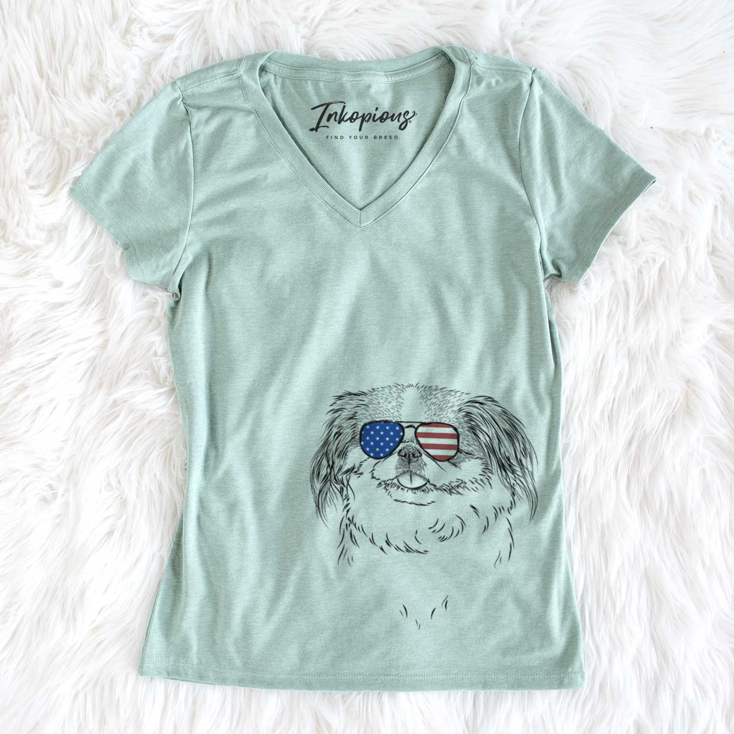 USA Abra Bean the Pekingese - Women's Perfect V-neck Shirt