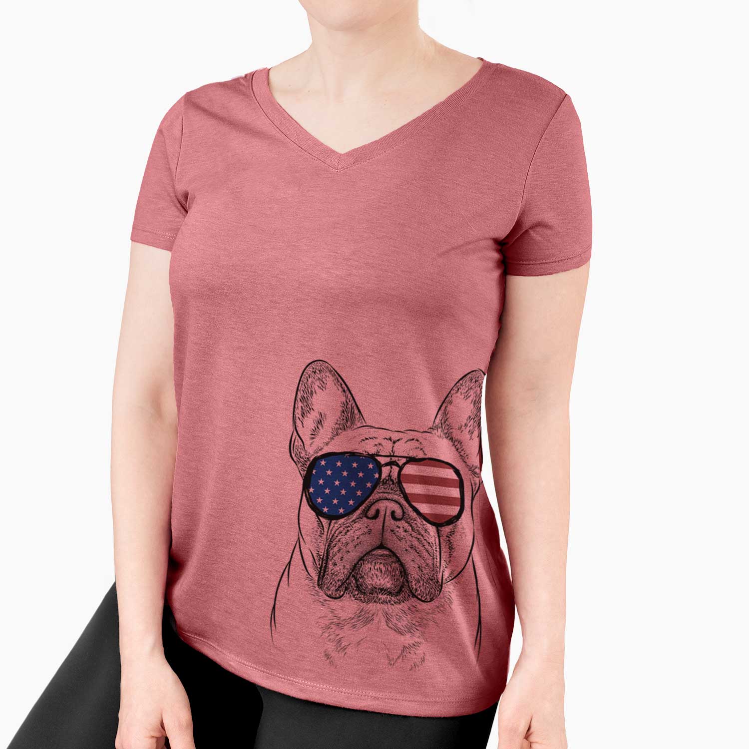 USA Acelynn the French Bulldog - Women's Perfect V-neck Shirt