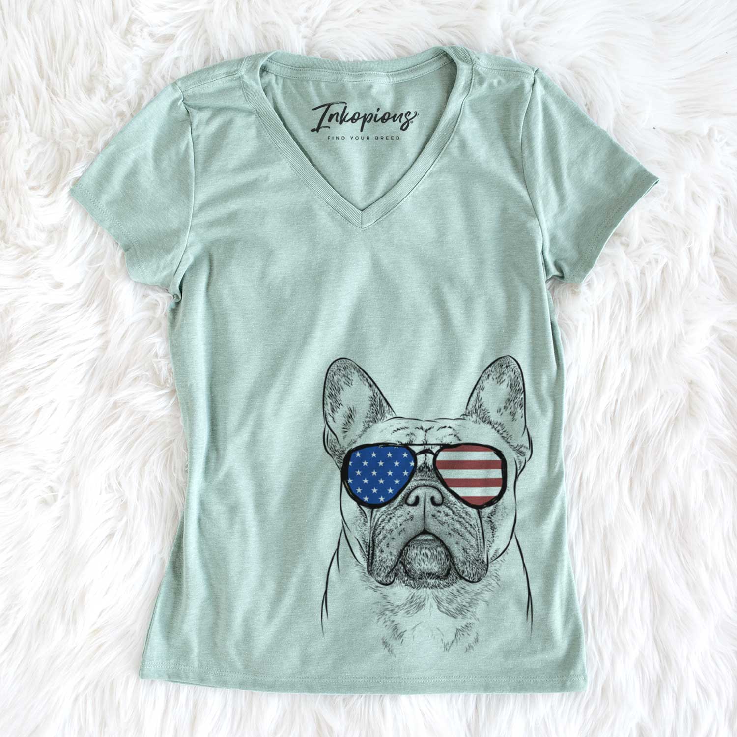 USA Acelynn the French Bulldog - Women's Perfect V-neck Shirt