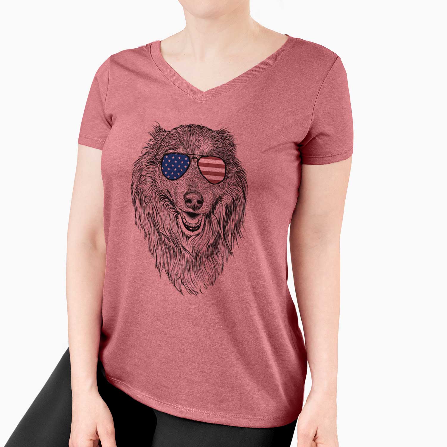 USA Addie the Collie Mix - Women's Perfect V-neck Shirt