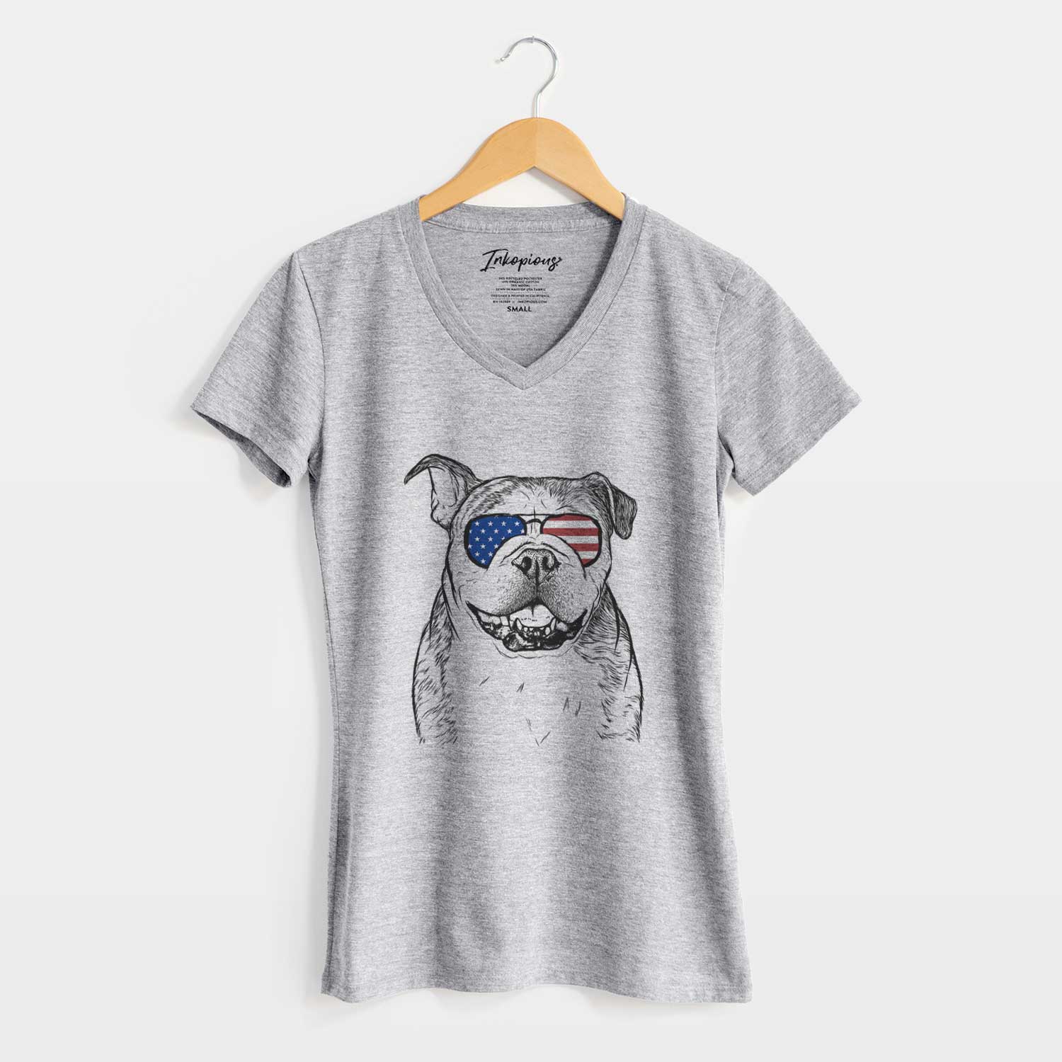 USA Agatha the Boston Bulldog - Women's Perfect V-neck Shirt