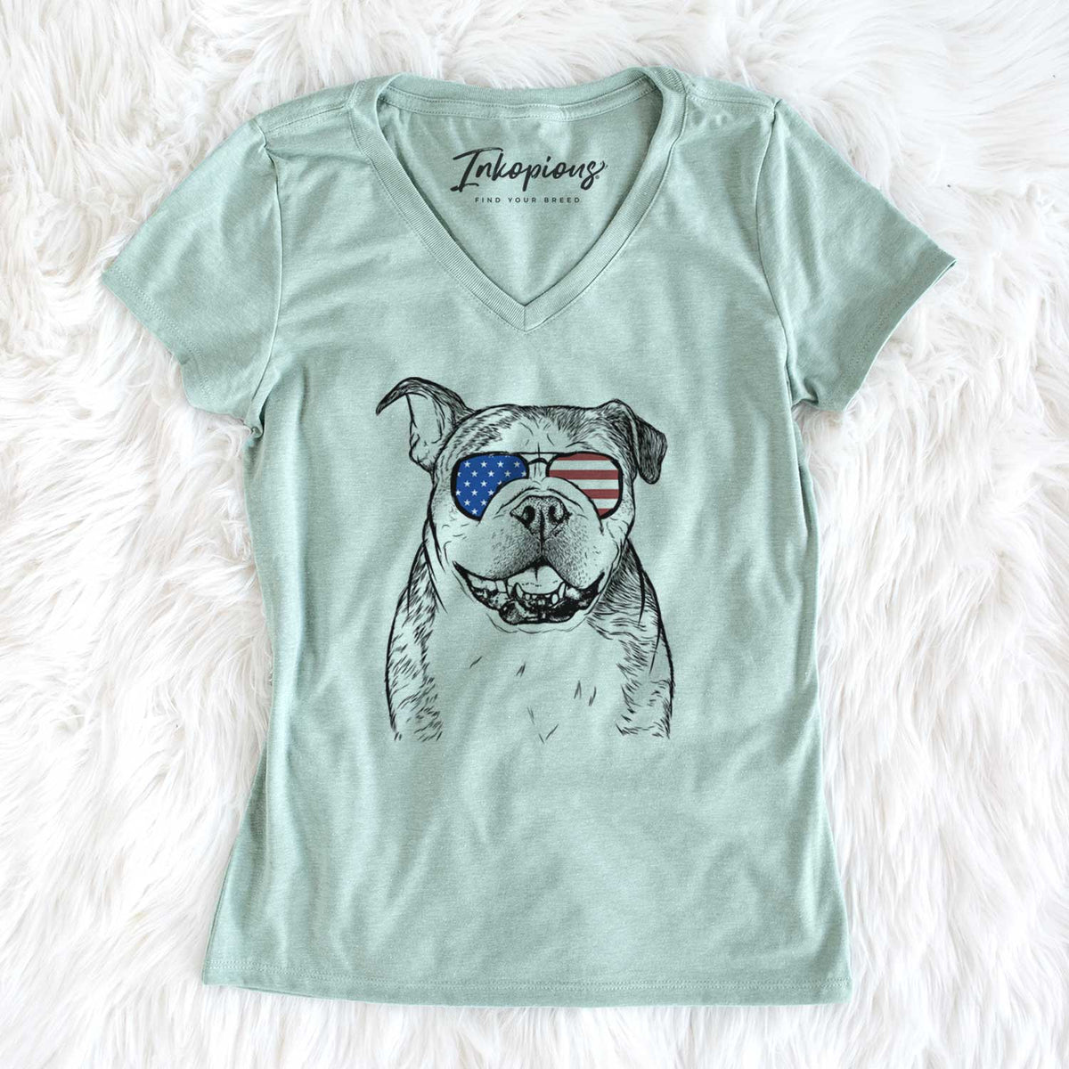 USA Agatha the Boston Bulldog - Women's Perfect V-neck Shirt