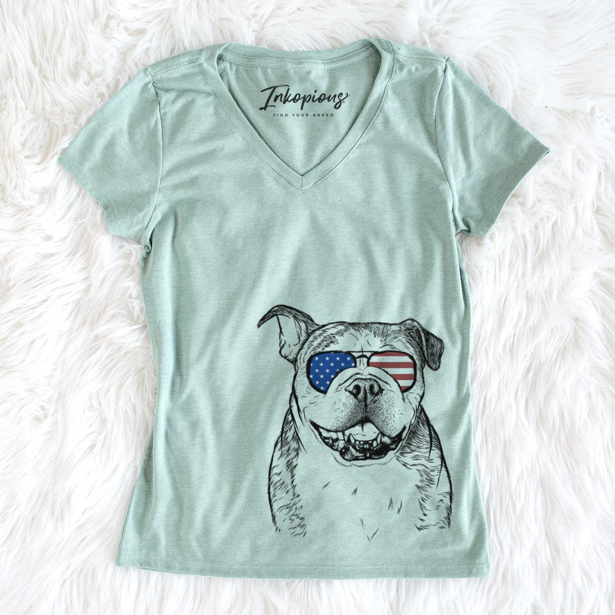 USA Agatha the Boston Bulldog - Women's Perfect V-neck Shirt