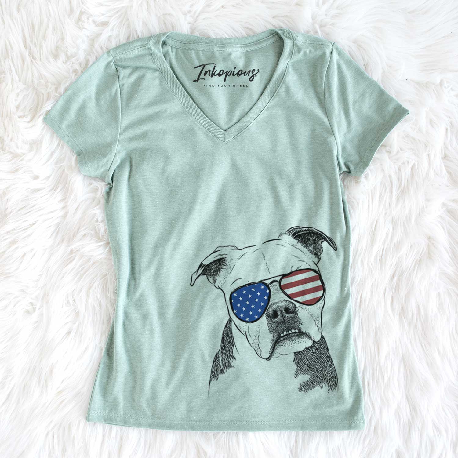 USA Aggy the Olde English Bulldogge - Women's Perfect V-neck Shirt