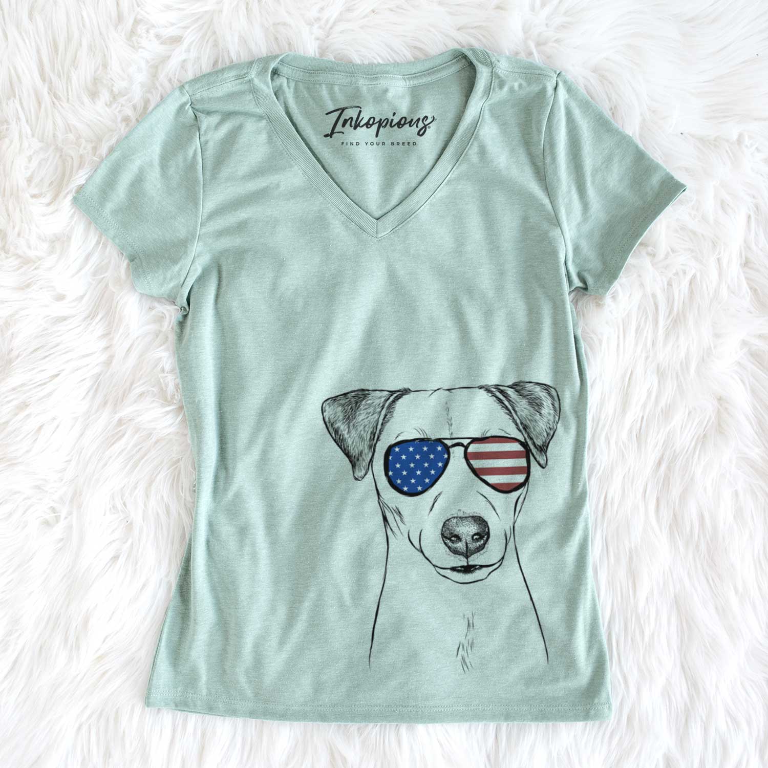 USA Ally the Jack Russell Terrier - Women's Perfect V-neck Shirt