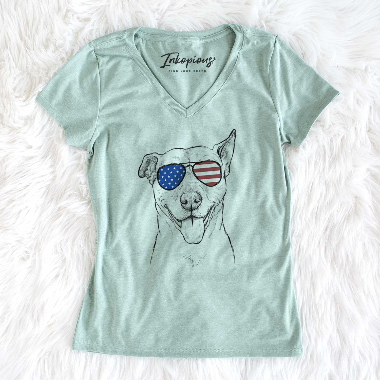 USA Annie Belle the Pitbull Mix - Women's Perfect V-neck Shirt