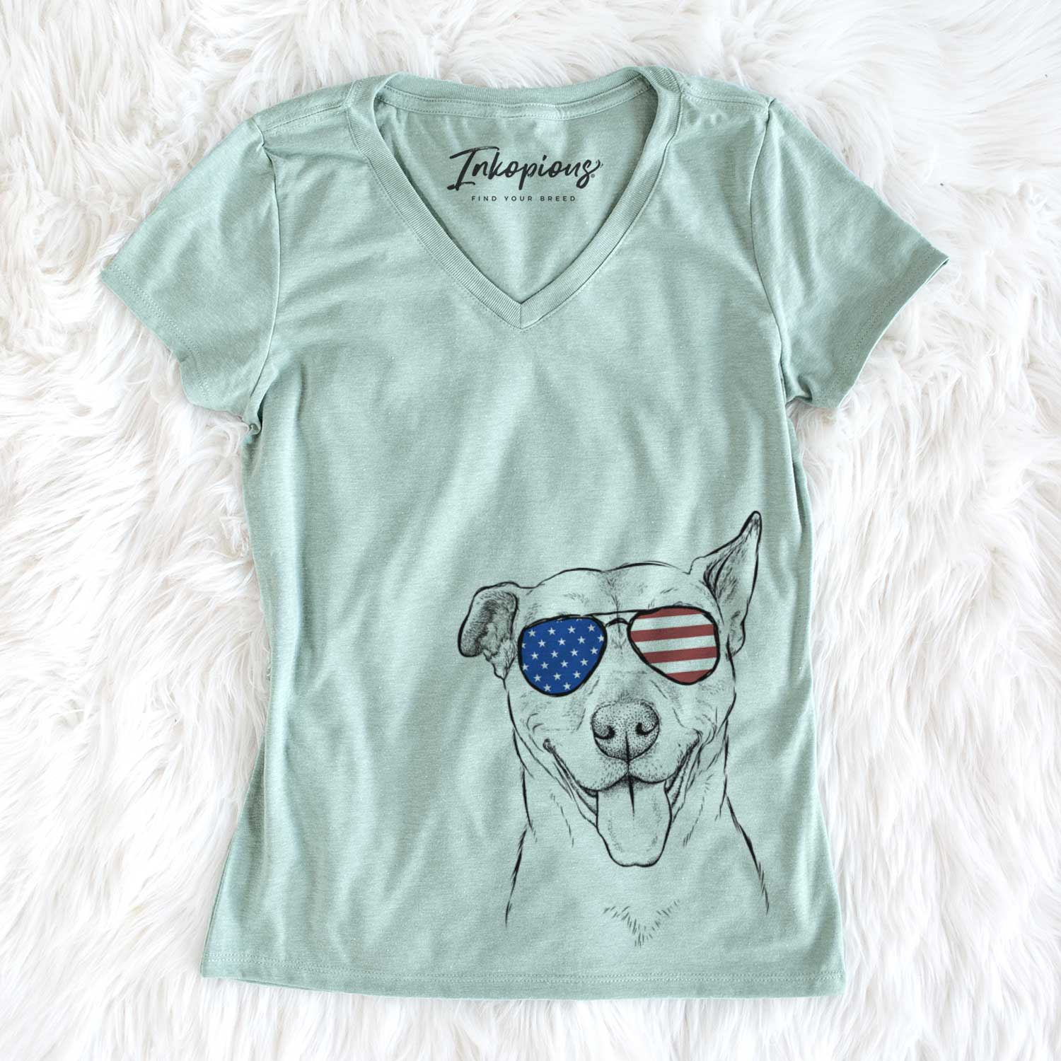 USA Annie Belle the Pitbull Mix - Women's Perfect V-neck Shirt