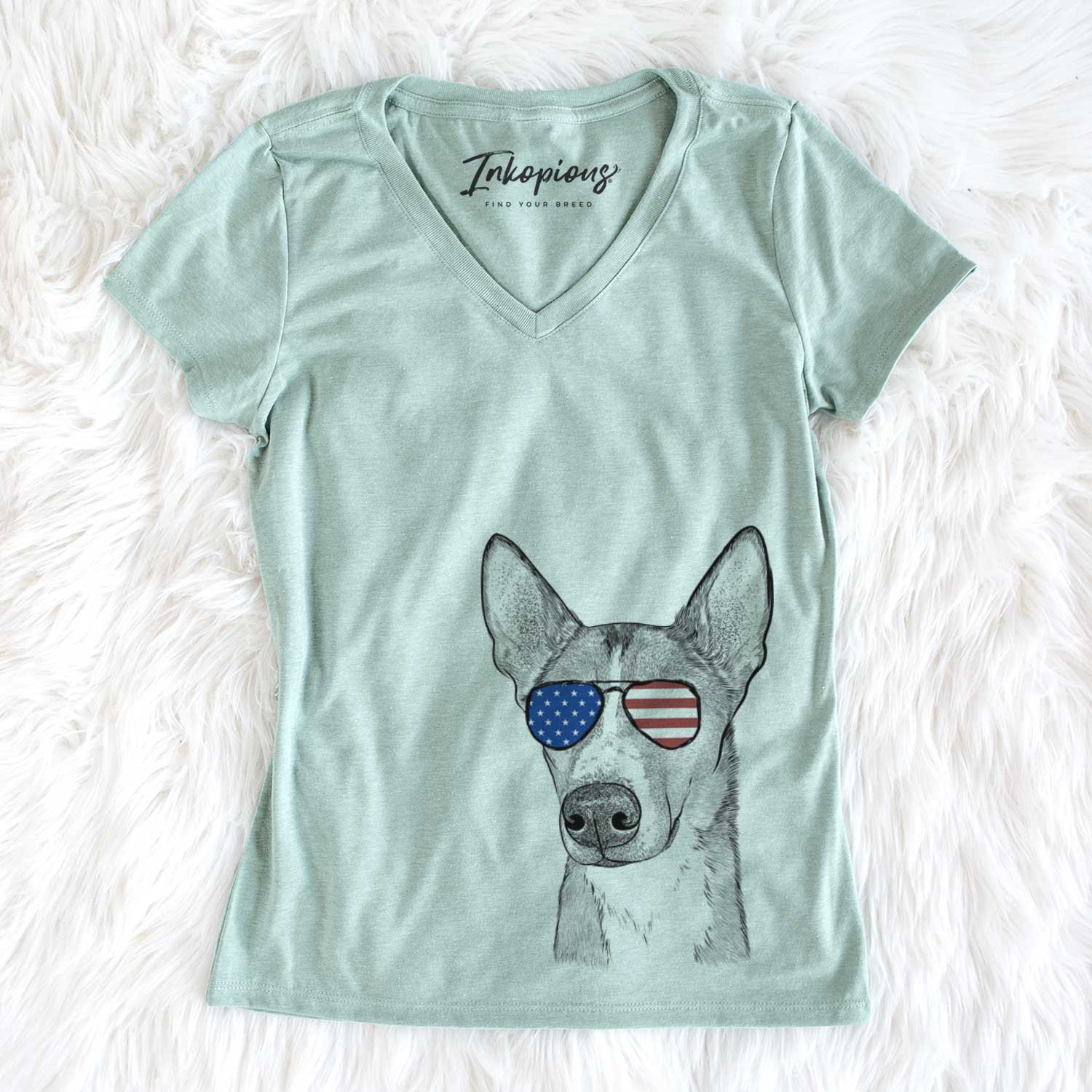USA Anubis the Alaskan Husky - Women's Perfect V-neck Shirt