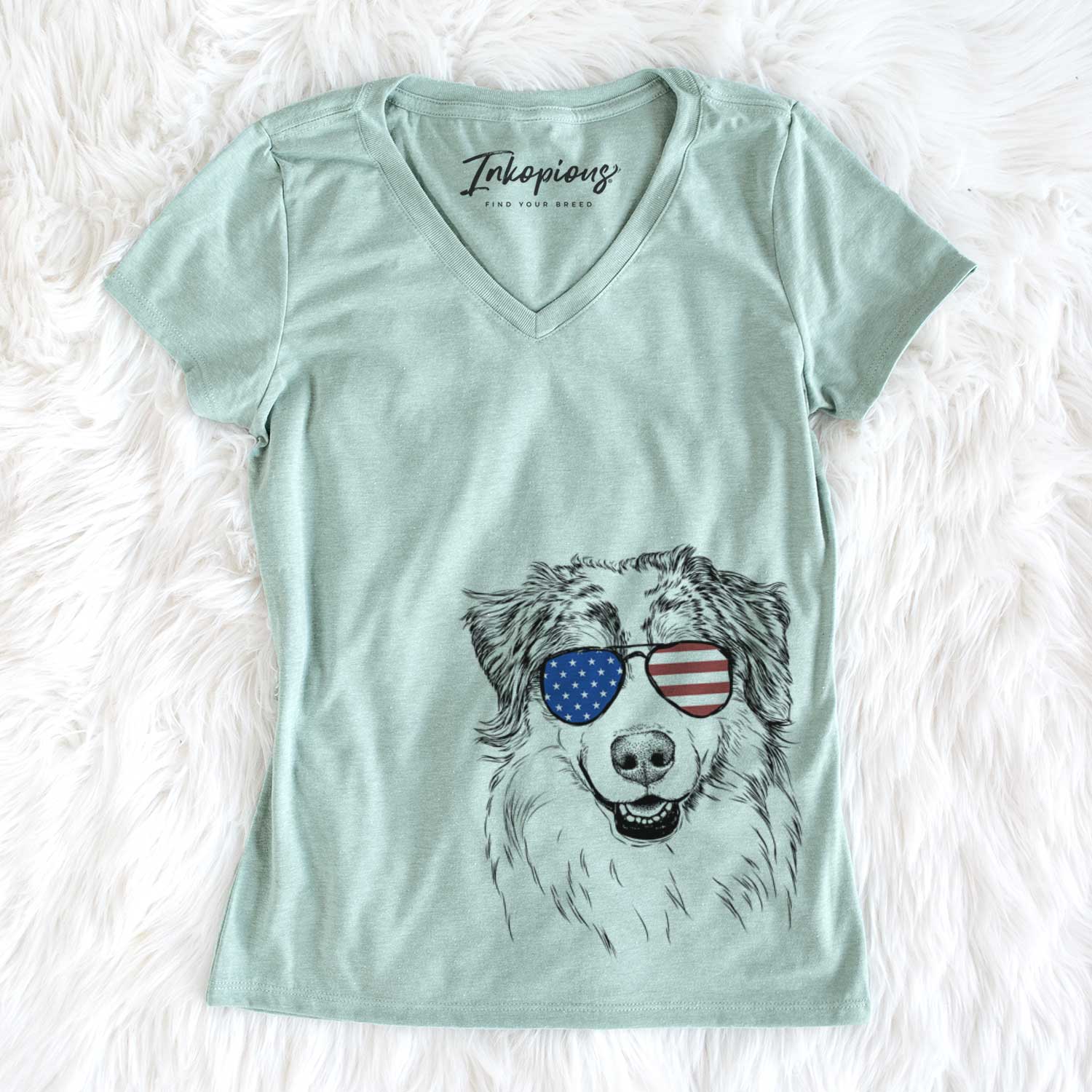 USA Aonghus the Australian Shepherd - Women's Perfect V-neck Shirt