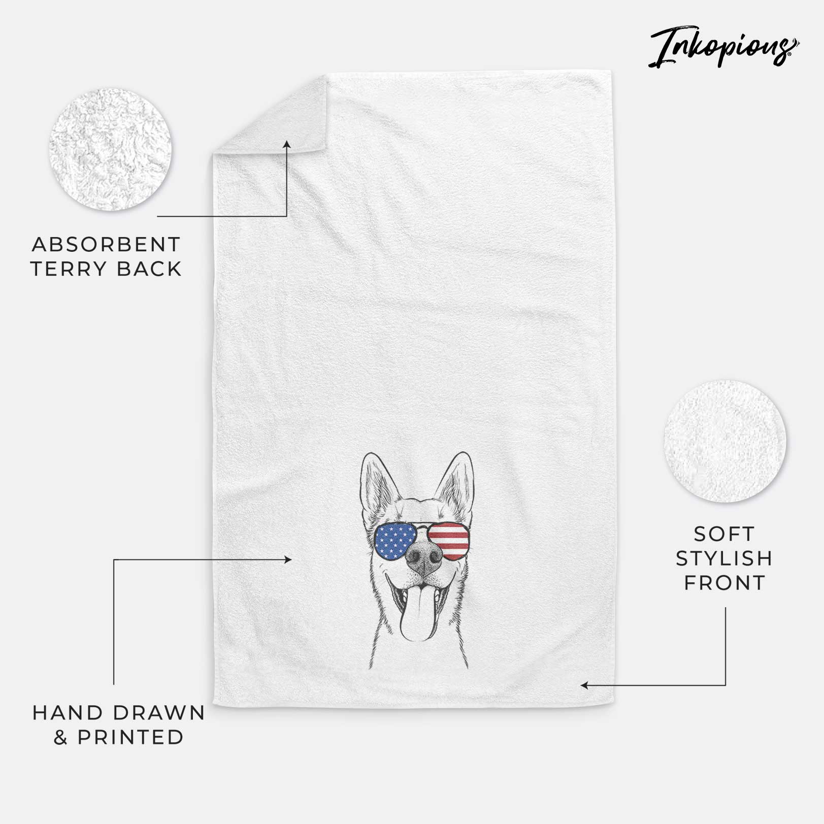 Arlo the Husky Shepherd Mix Decorative Hand Towel