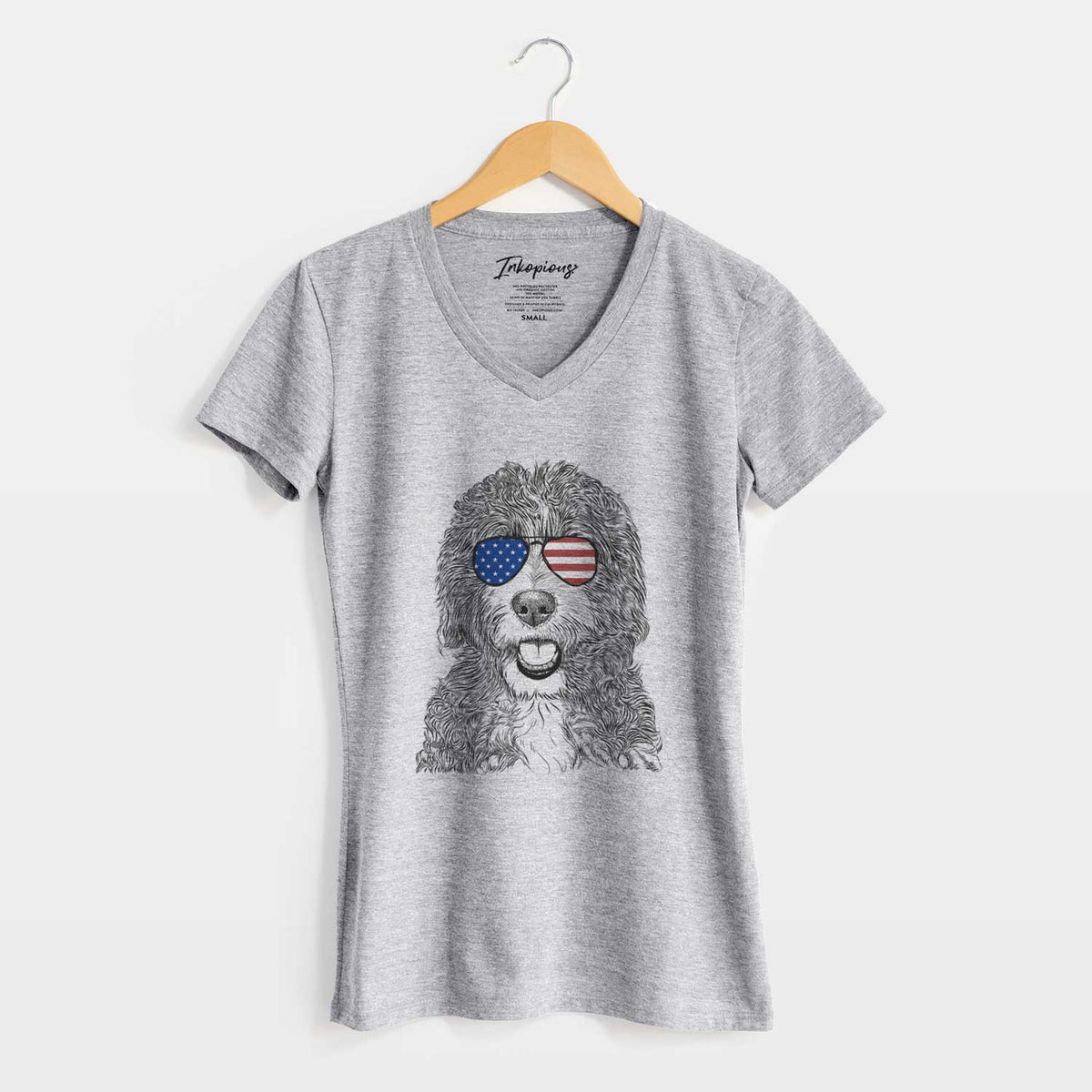 USA Bash the Bernedoodle - Women&#39;s Perfect V-neck Shirt