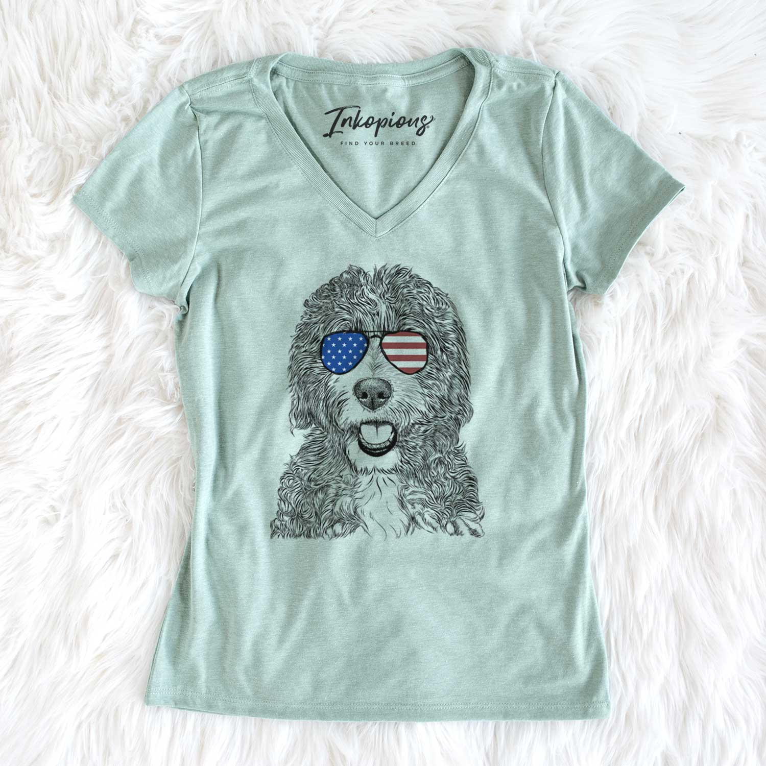 USA Bash the Bernedoodle - Women's Perfect V-neck Shirt