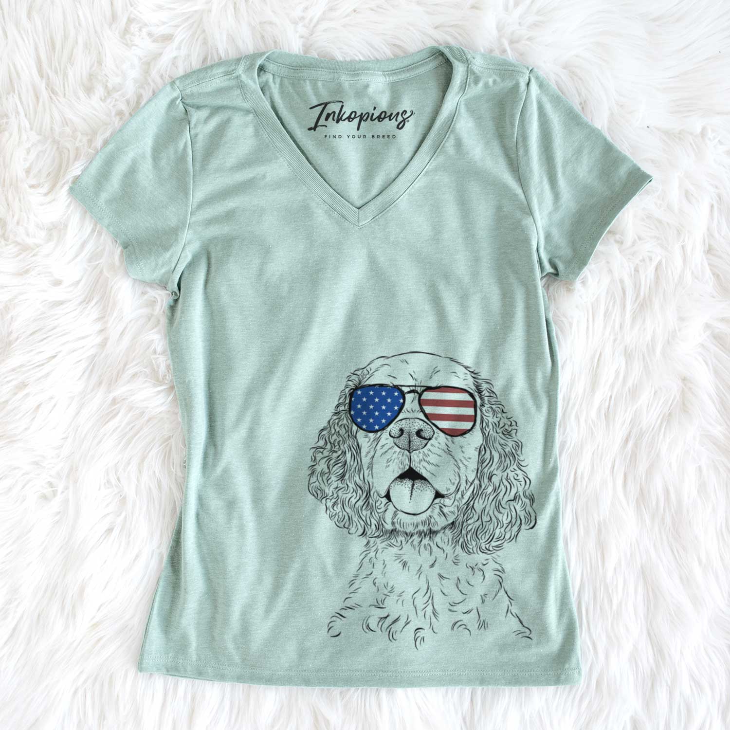 USA Baxter the American Cocker Spaniel - Women's Perfect V-neck Shirt