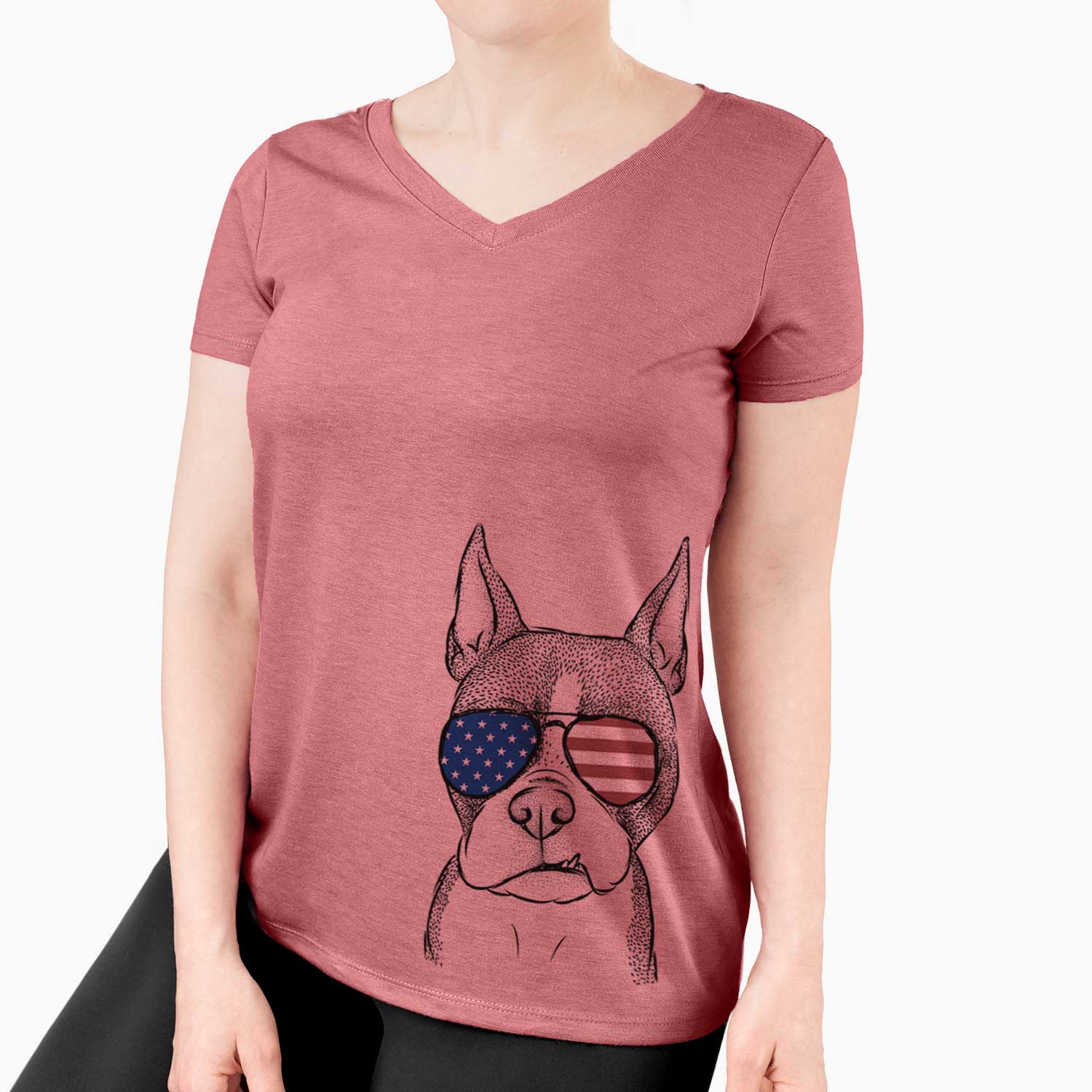 USA Bean the Boston Terrier - Women's Perfect V-neck Shirt