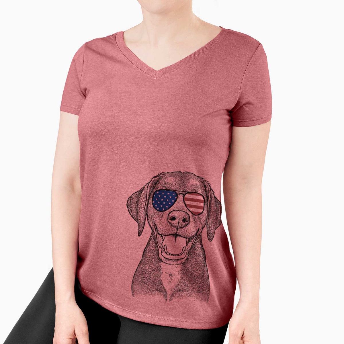 USA Beaver the Hound Mix - Women's Perfect V-neck Shirt
