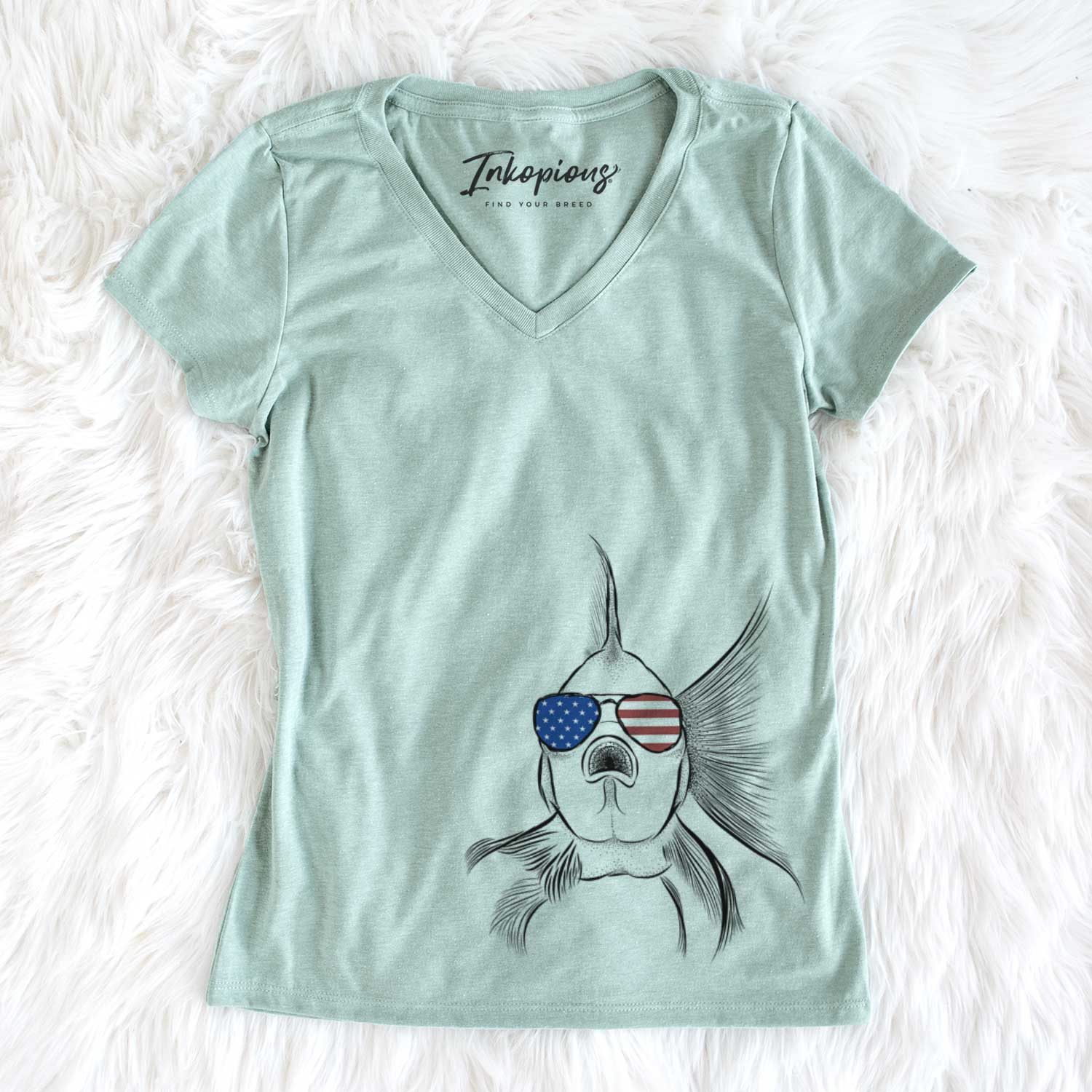 USA Beefcake the Goldfish - Women's Perfect V-neck Shirt
