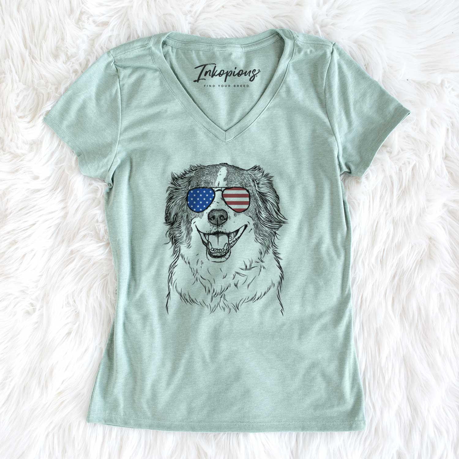 USA Belle the Australian Shepherd Mix - Women's Perfect V-neck Shirt