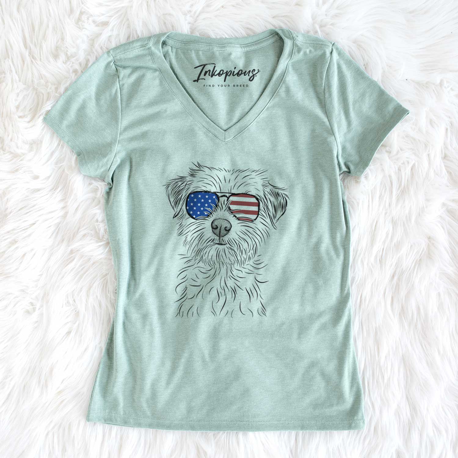 USA Benjamin the Border Terrier - Women's Perfect V-neck Shirt