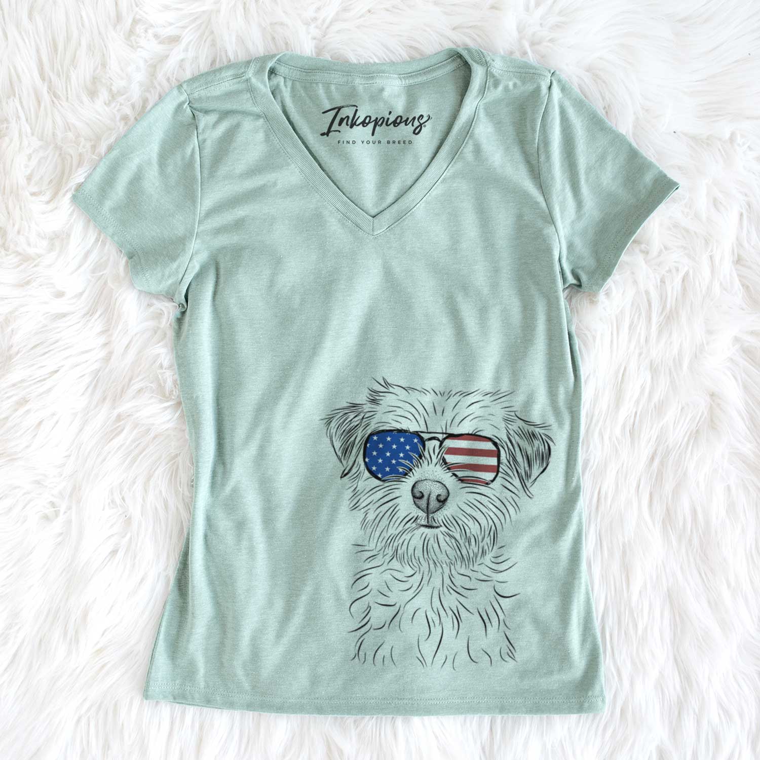 USA Benjamin the Border Terrier - Women's Perfect V-neck Shirt