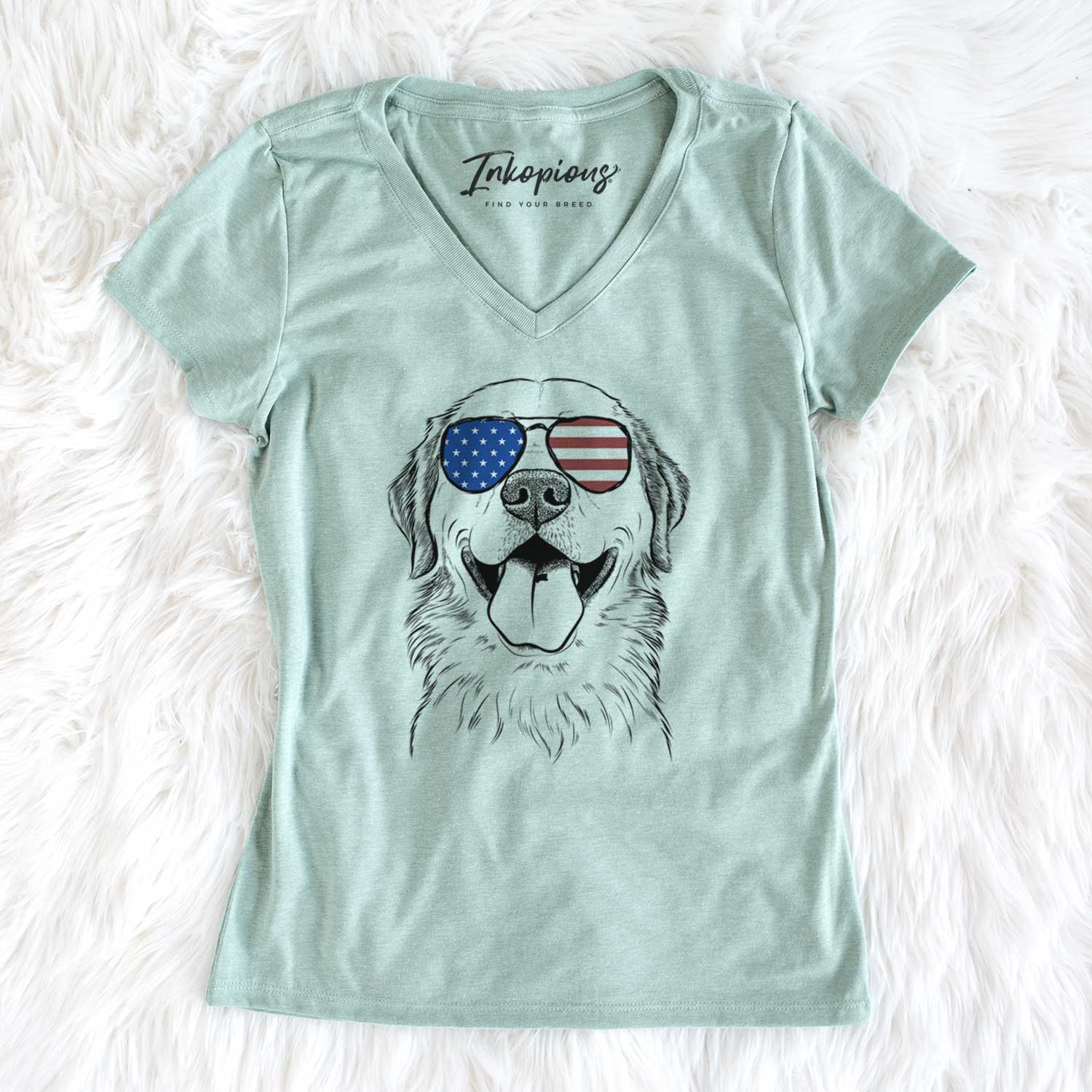 USA Bennett the Golden Retriever - Women's Perfect V-neck Shirt