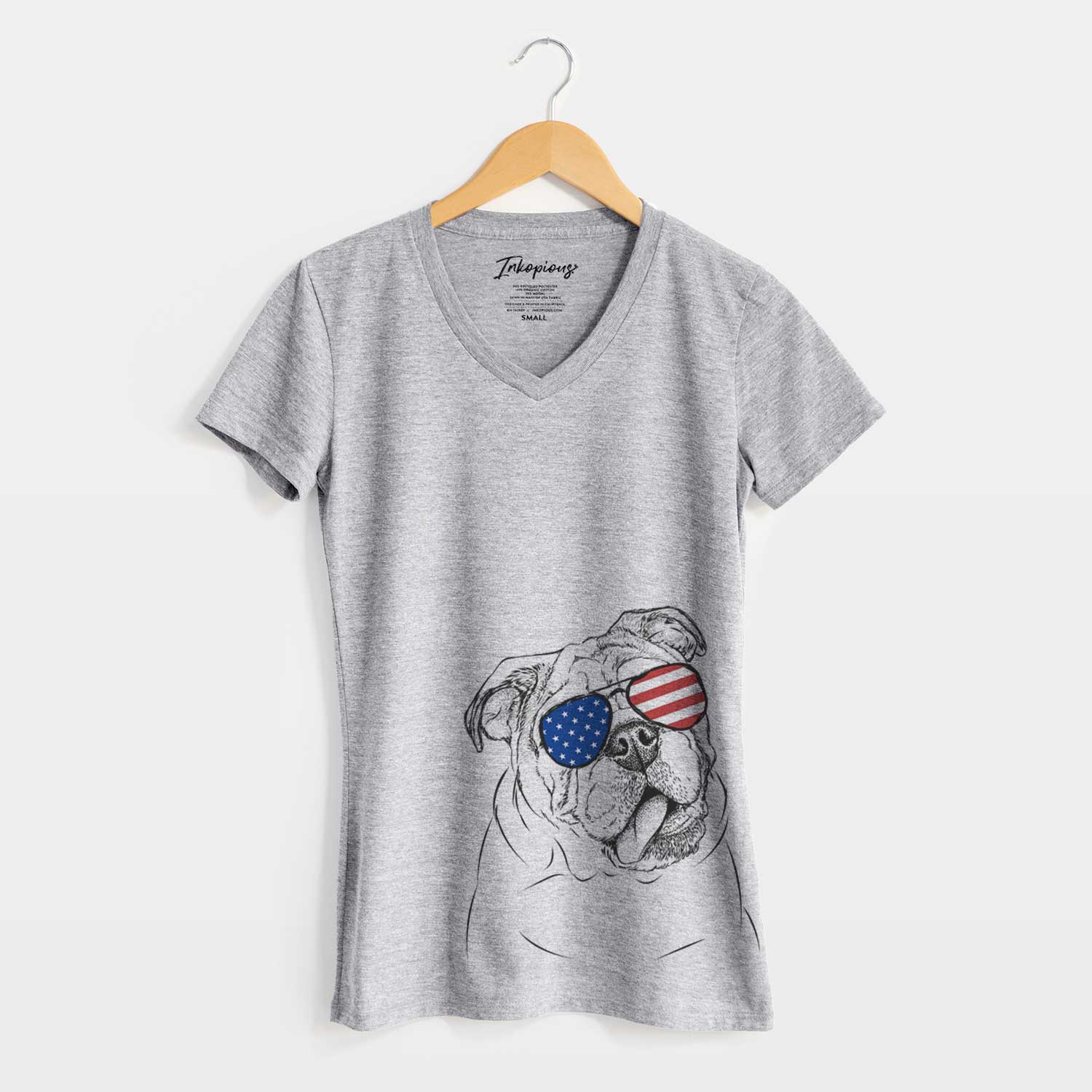 USA Benson the English Bulldog - Women's Perfect V-neck Shirt