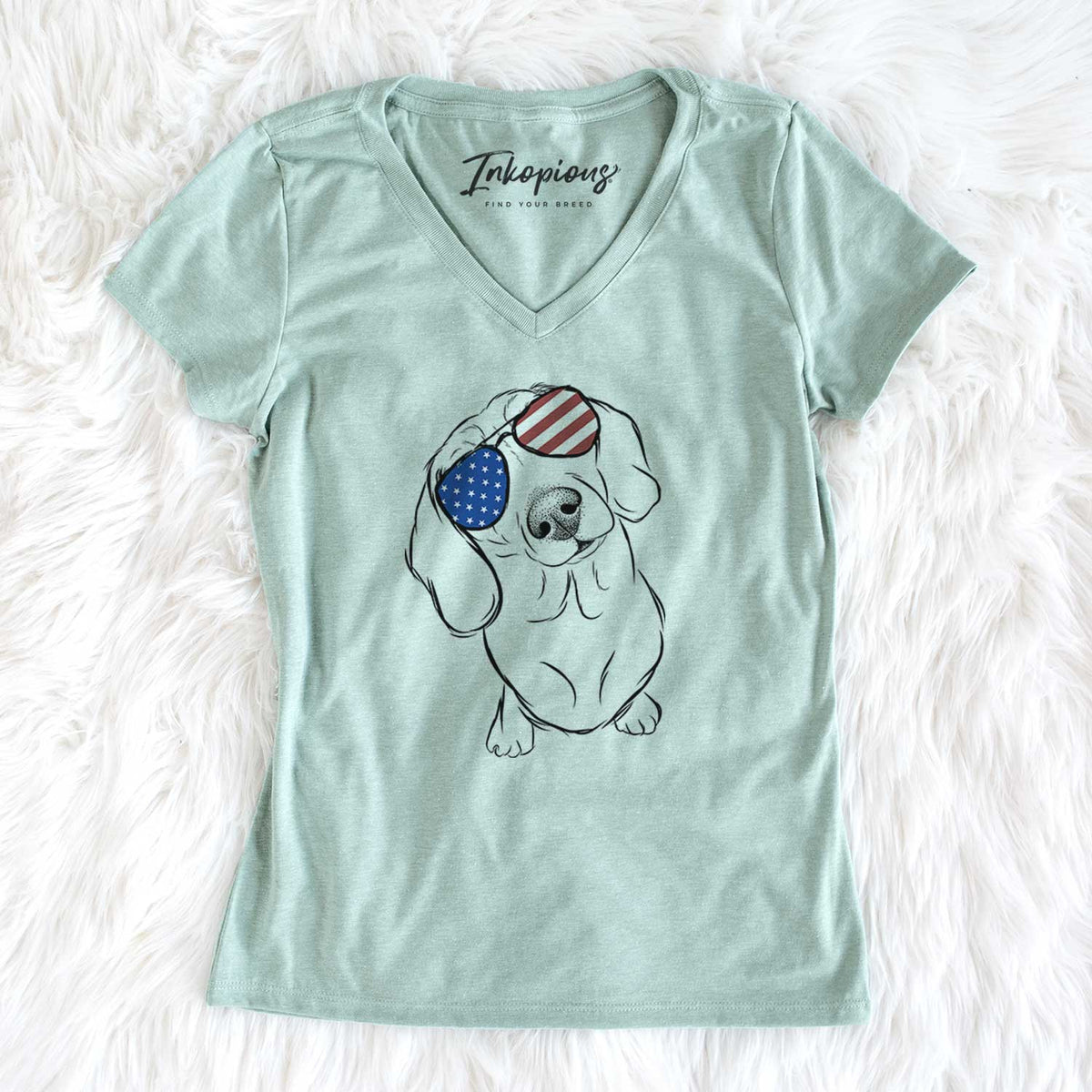 USA Bill the Dachshund - Women's Perfect V-neck Shirt