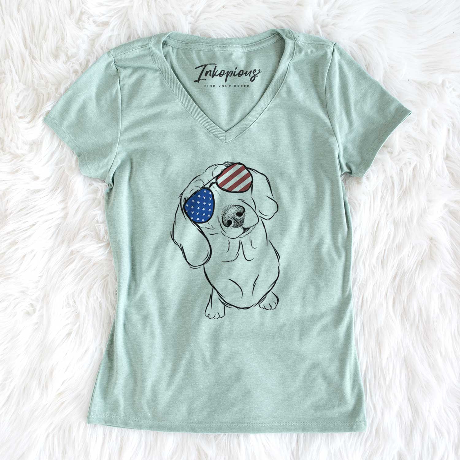 USA Bill the Dachshund - Women's Perfect V-neck Shirt