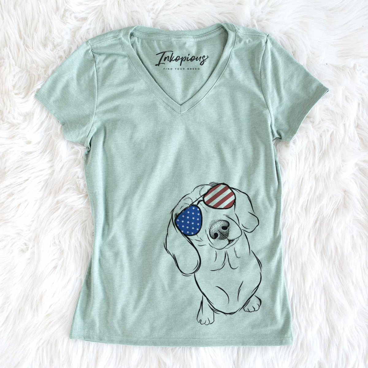 USA Bill the Dachshund - Women's Perfect V-neck Shirt