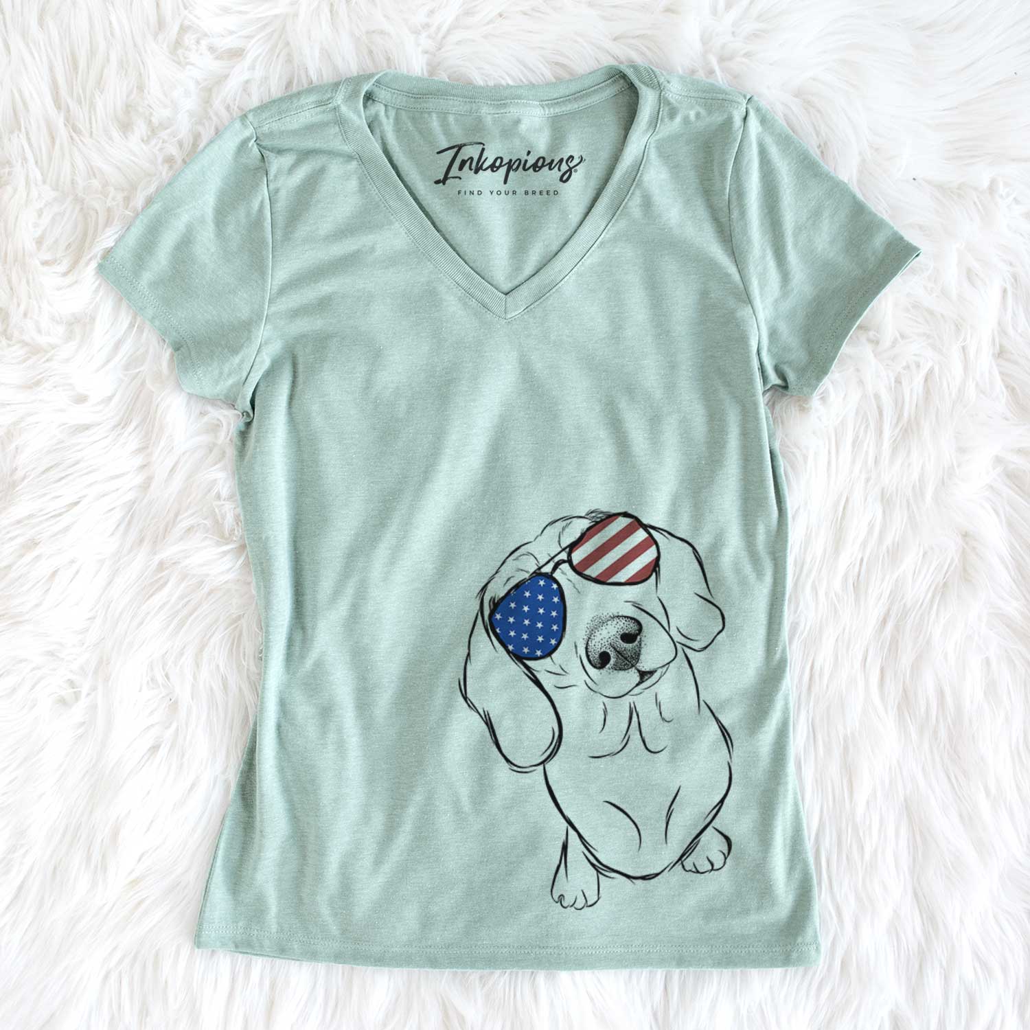 USA Bill the Dachshund - Women's Perfect V-neck Shirt