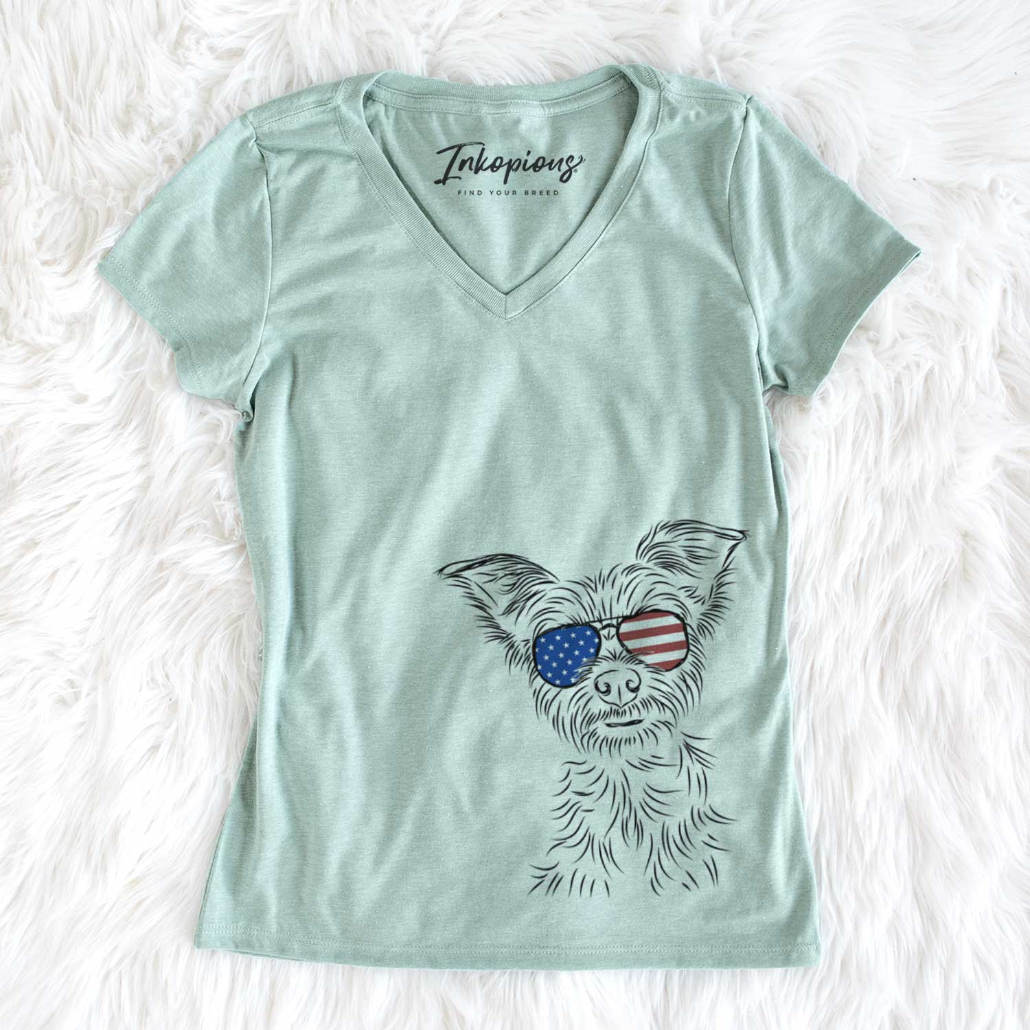 USA Bingo the Yorkshire Terrier - Women's Perfect V-neck Shirt