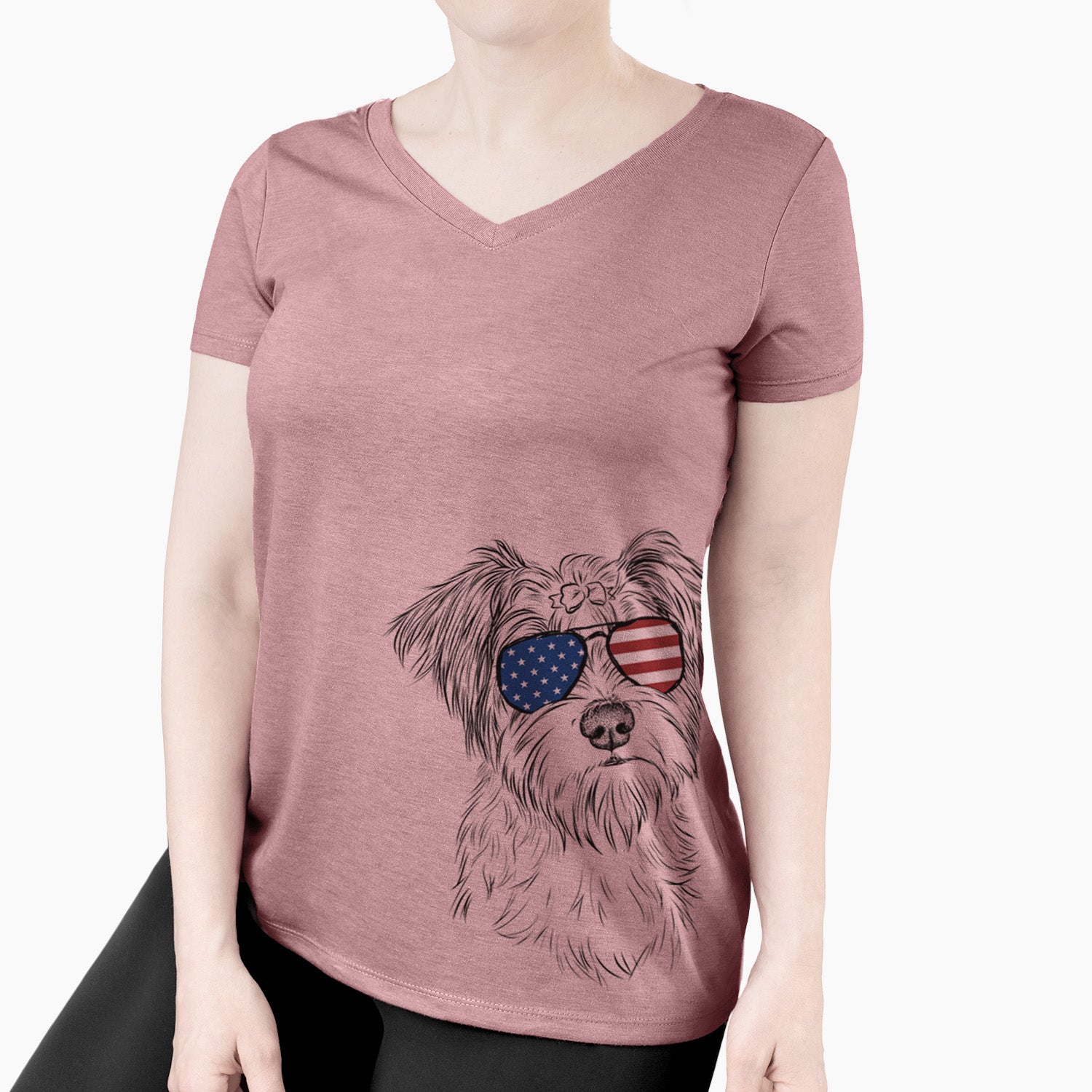 USA Birdee the Schnauzer Mix - Women's Perfect V-neck Shirt