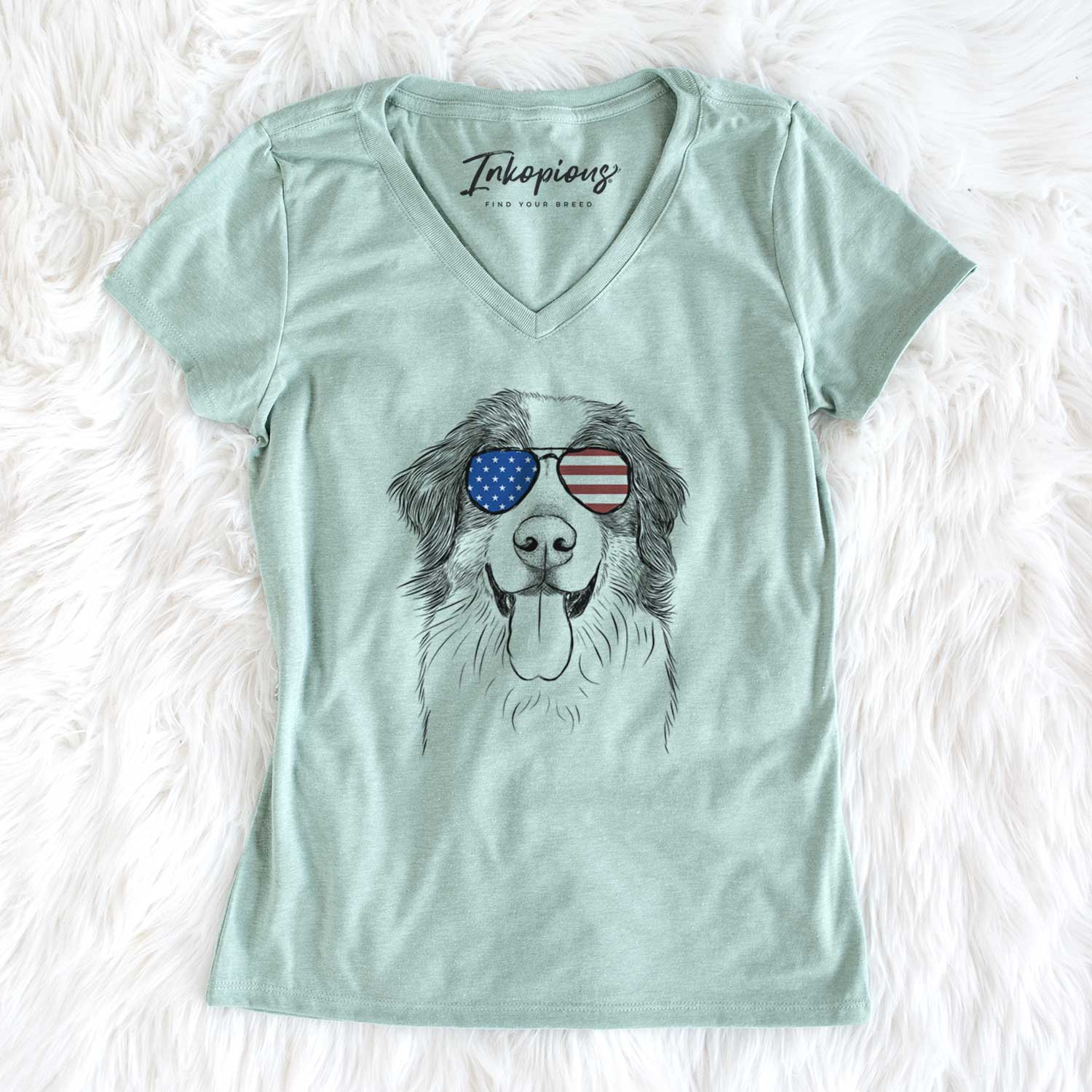 USA Blaze the Bernese Mountain Dog - Women's Perfect V-neck Shirt