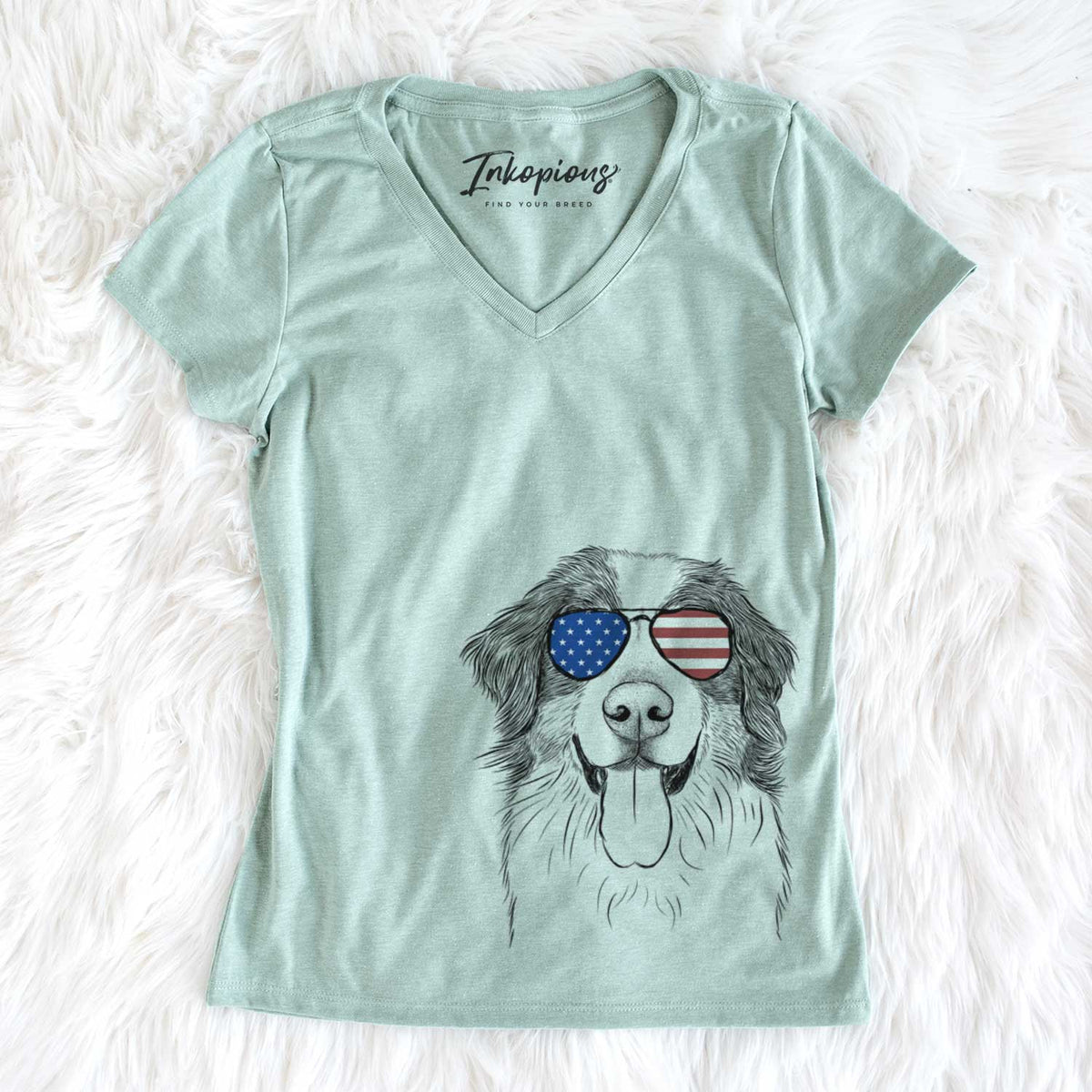 USA Blaze the Bernese Mountain Dog - Women's Perfect V-neck Shirt