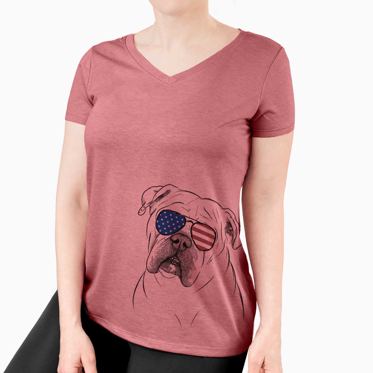 USA Blossom the English Bulldog - Women's Perfect V-neck Shirt