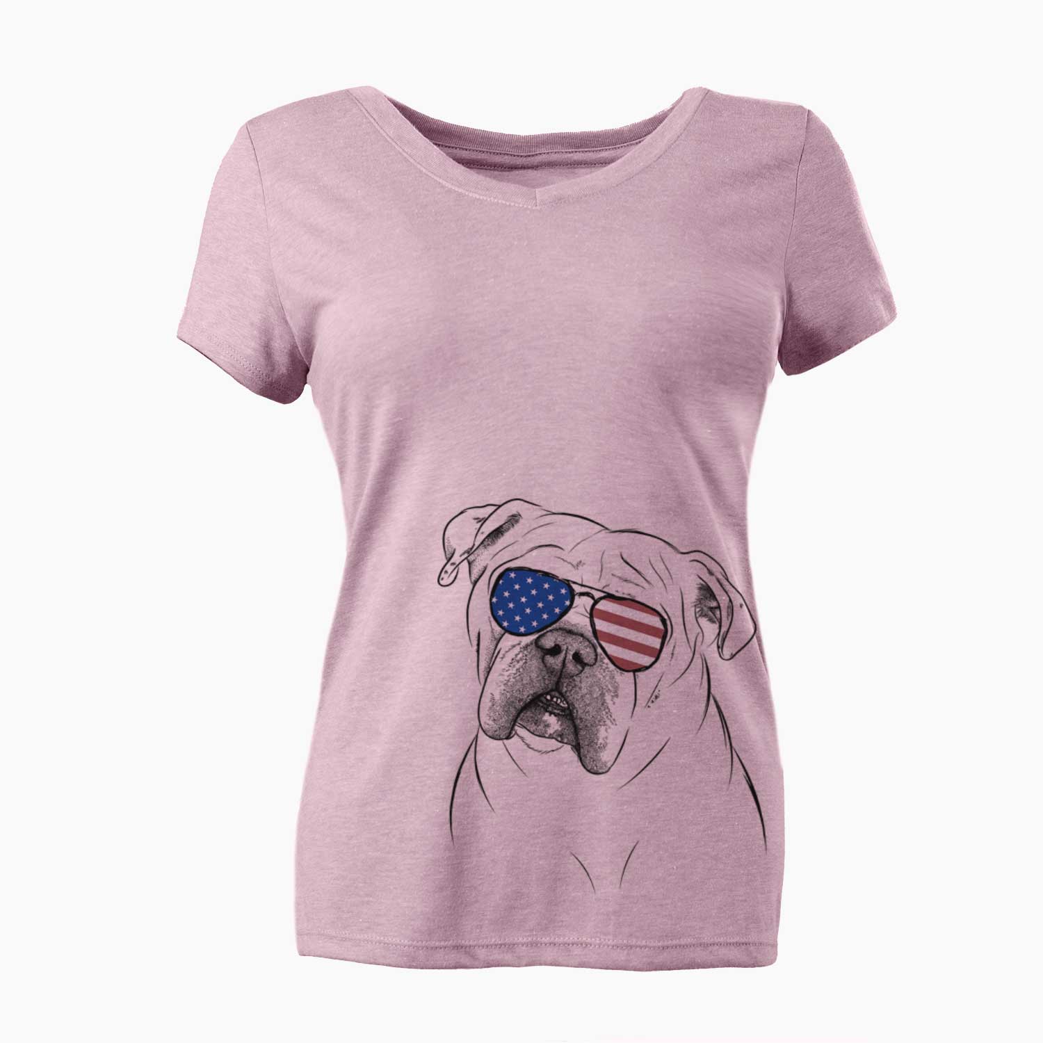 USA Blossom the English Bulldog - Women's Perfect V-neck Shirt