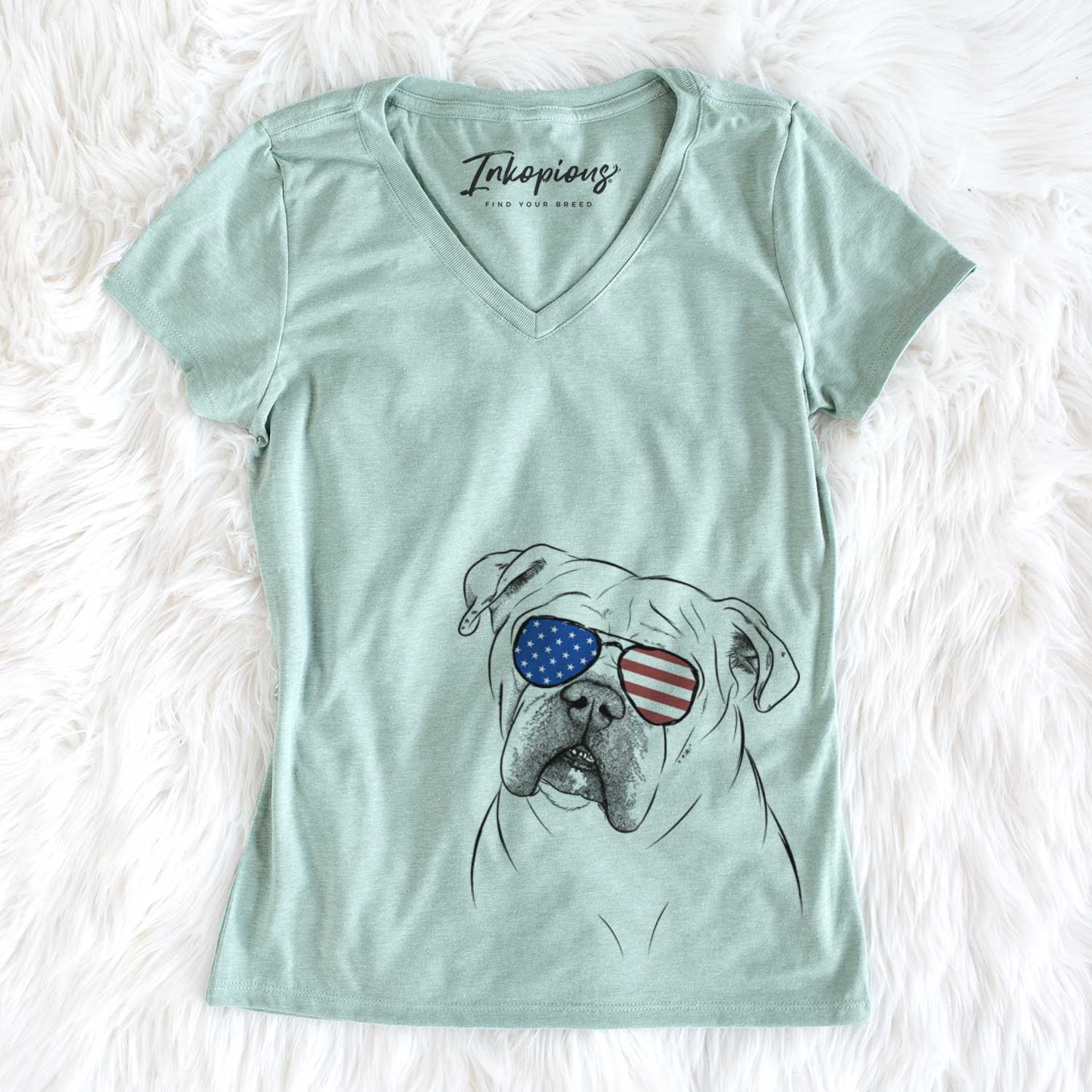 USA Blossom the English Bulldog - Women's Perfect V-neck Shirt