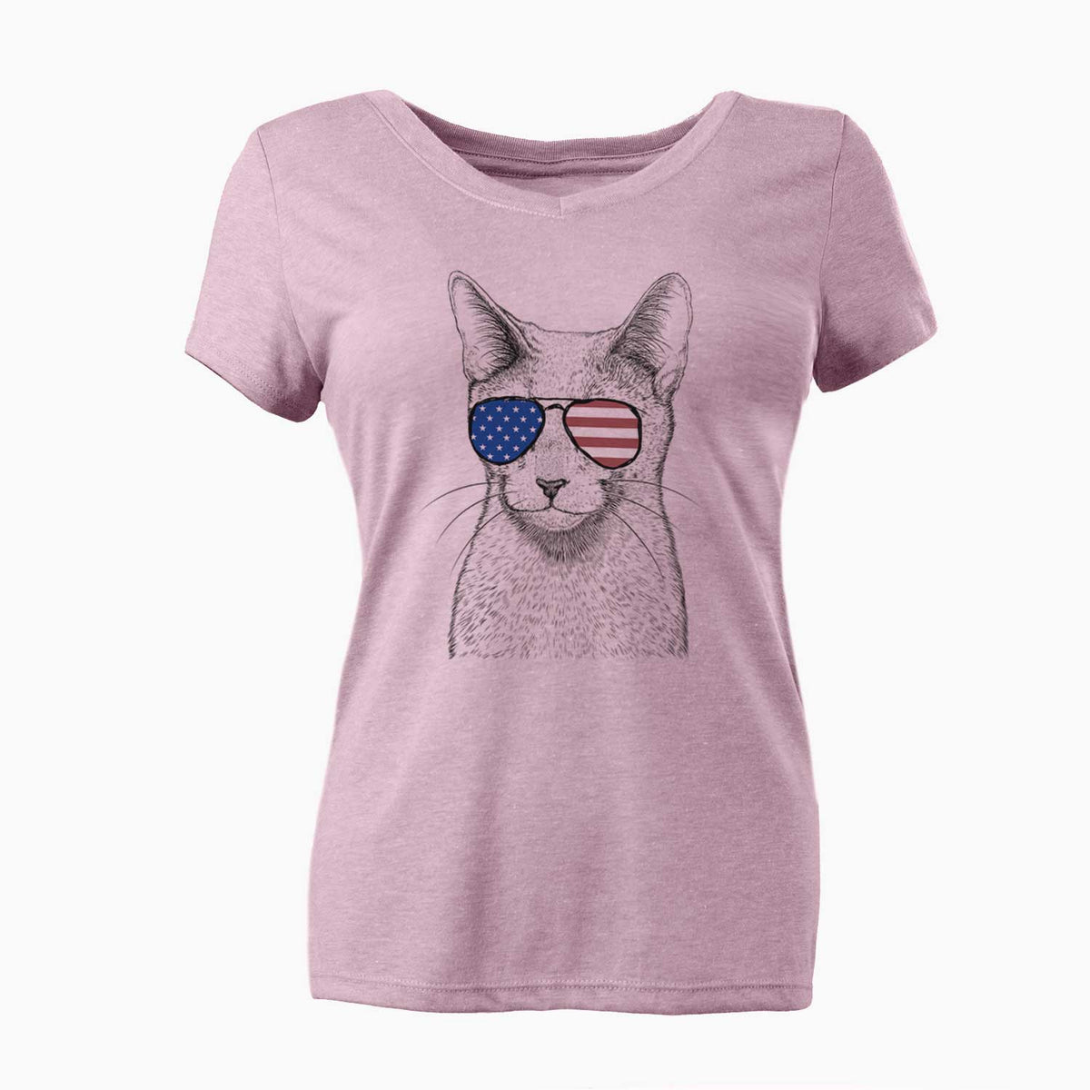 USA Blue the Russsian Blue Cat - Women's Perfect V-neck Shirt