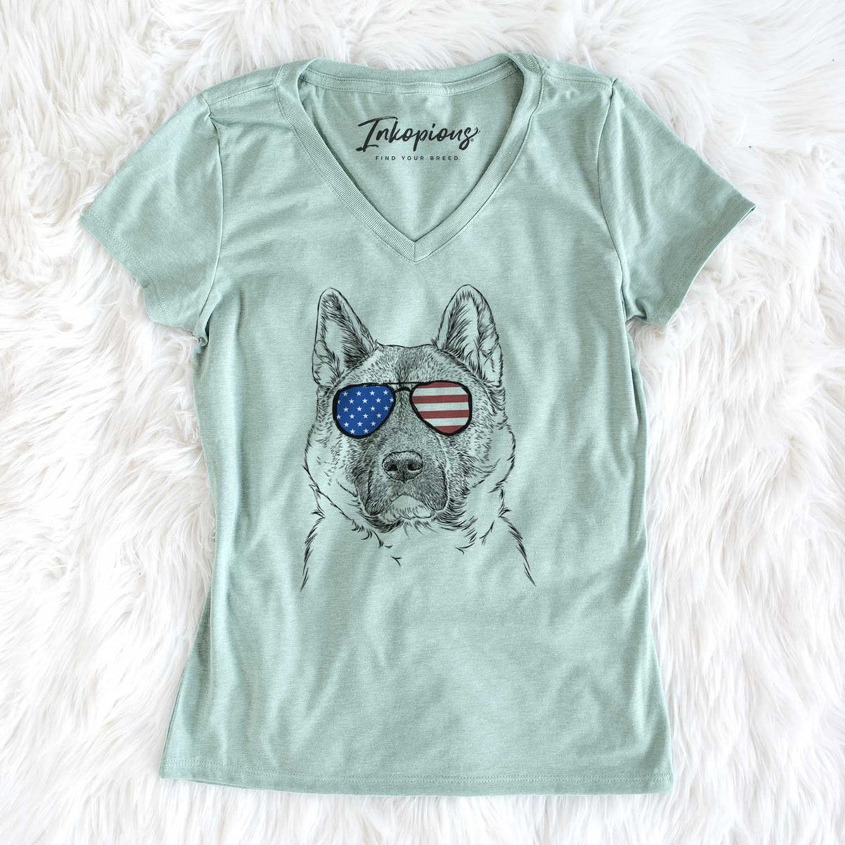 USA Bo the American Akita - Women's Perfect V-neck Shirt