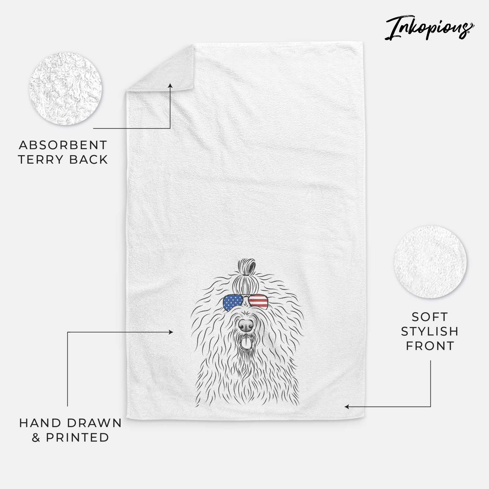 Brody the Old English Sheepdog Decorative Hand Towel