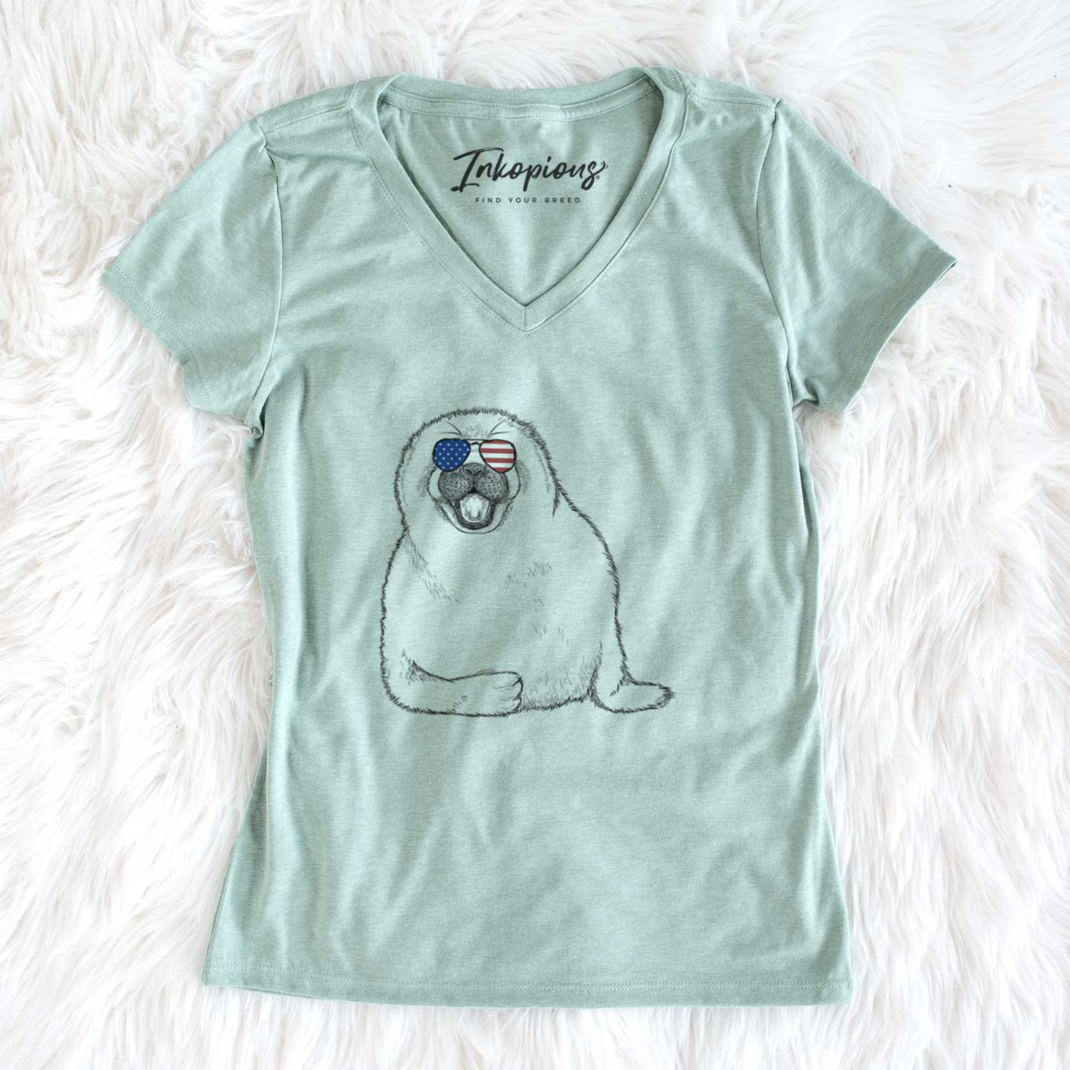 USA Bub the Harp Seal - Women's Perfect V-neck Shirt