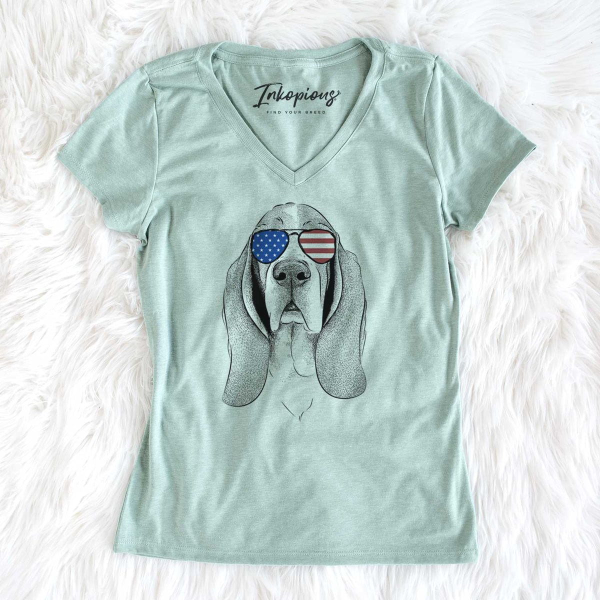 USA Buckley the Basset Hound - Women's Perfect V-neck Shirt