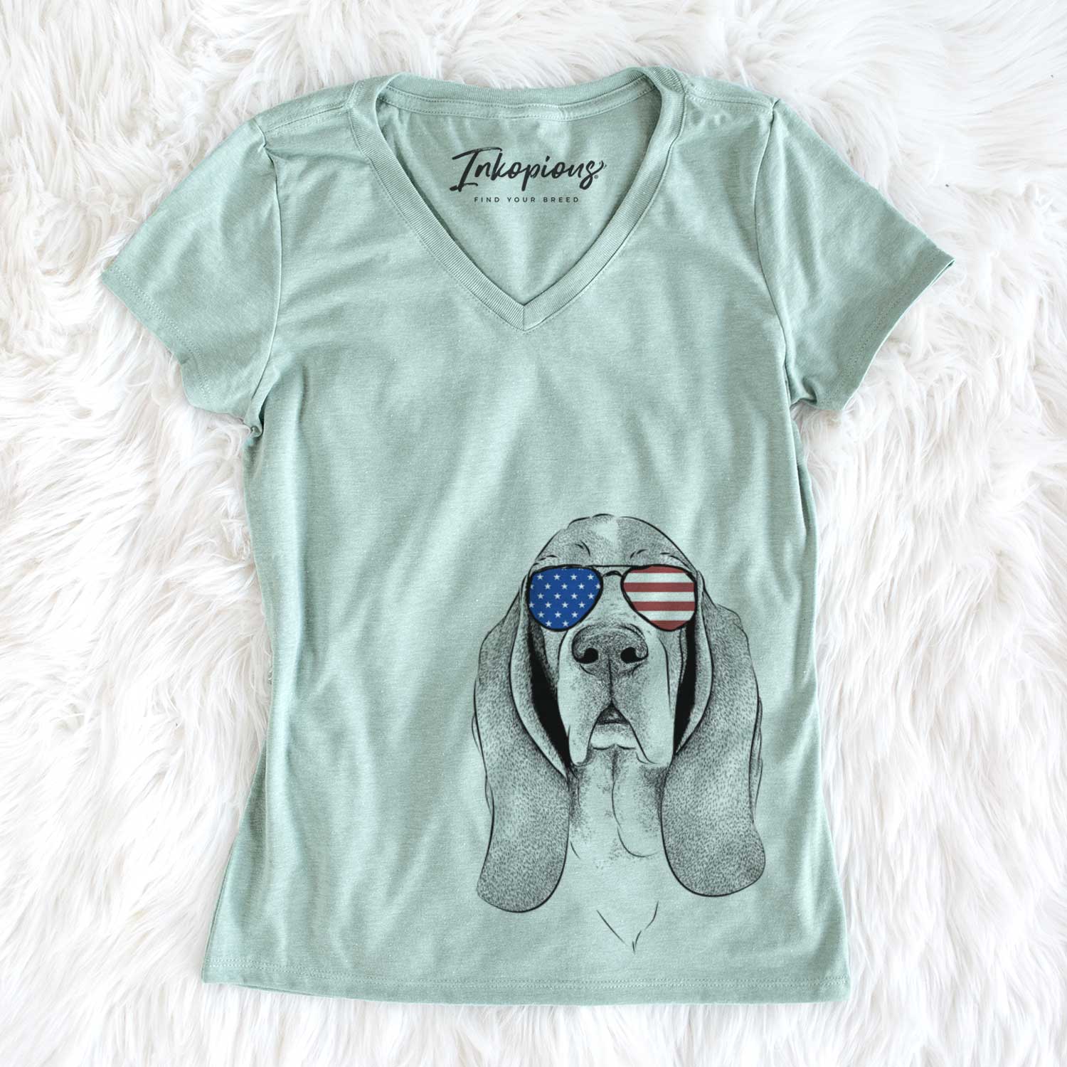 USA Buckley the Basset Hound - Women's Perfect V-neck Shirt