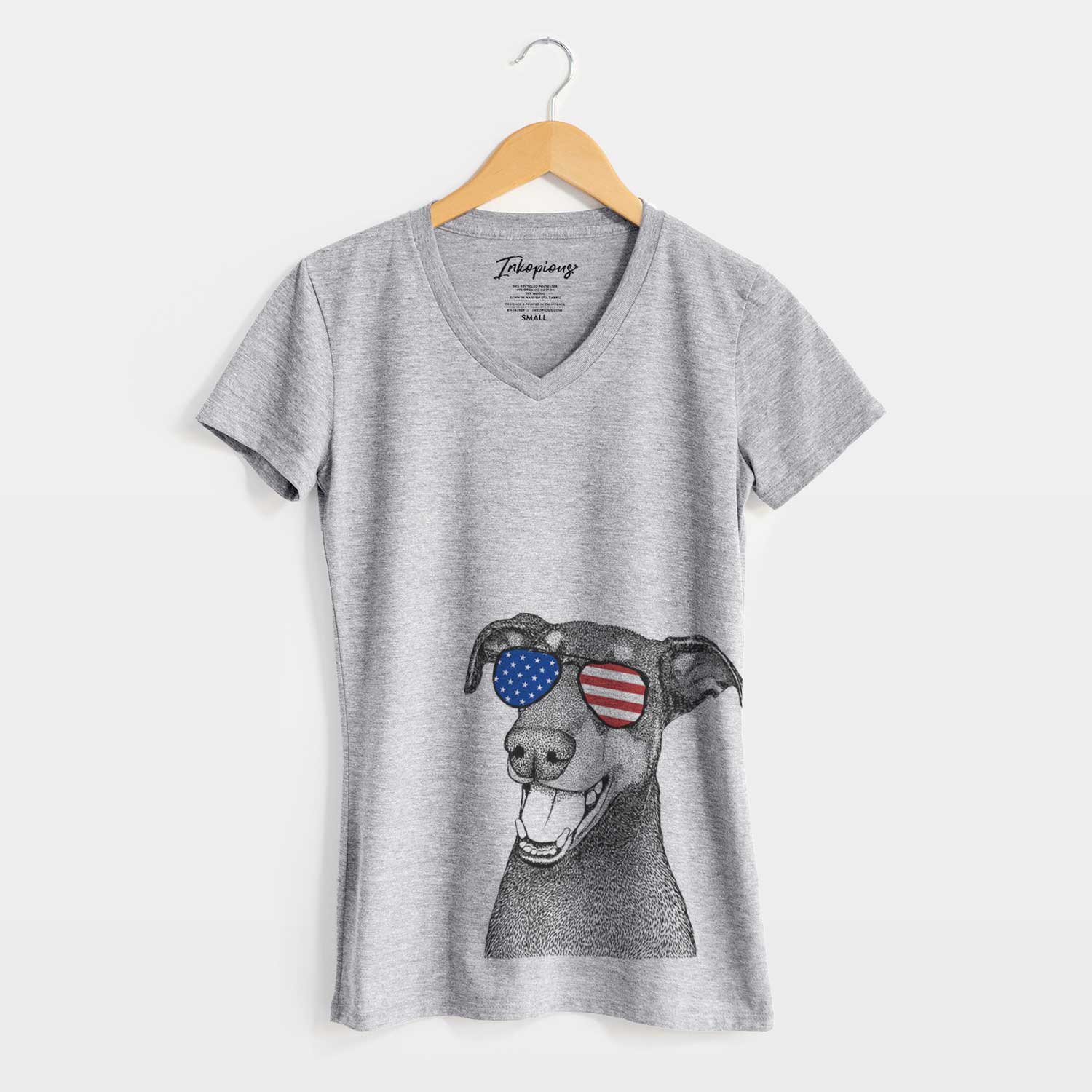 USA Bunnie the Doberman Pinscher - Women's Perfect V-neck Shirt