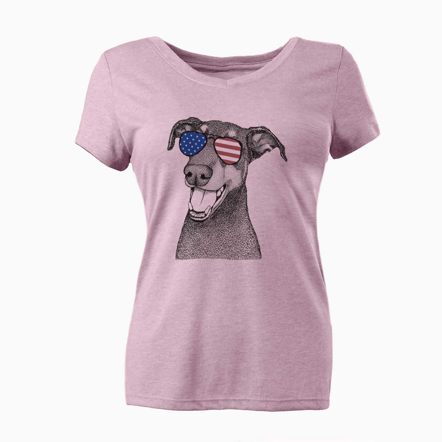 USA Bunnie the Doberman Pinscher - Women's Perfect V-neck Shirt