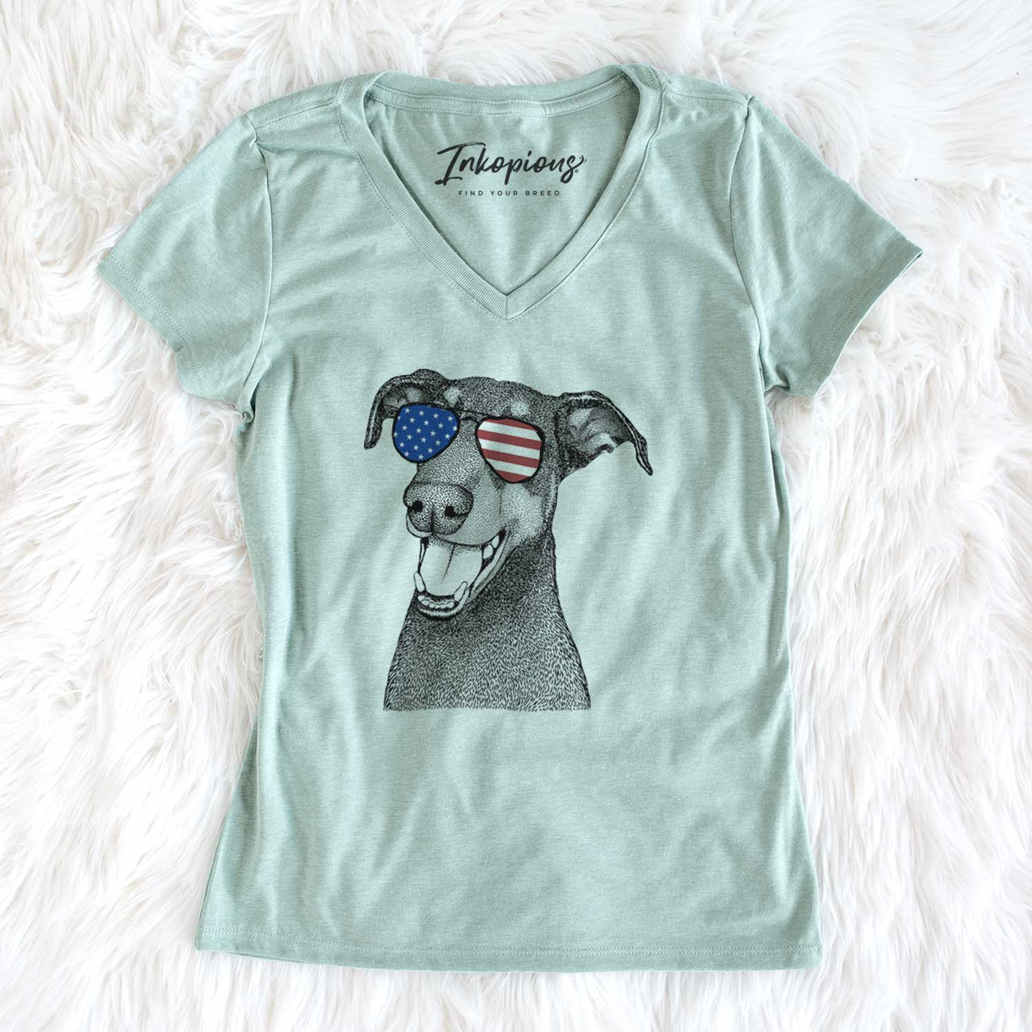 USA Bunnie the Doberman Pinscher - Women's Perfect V-neck Shirt