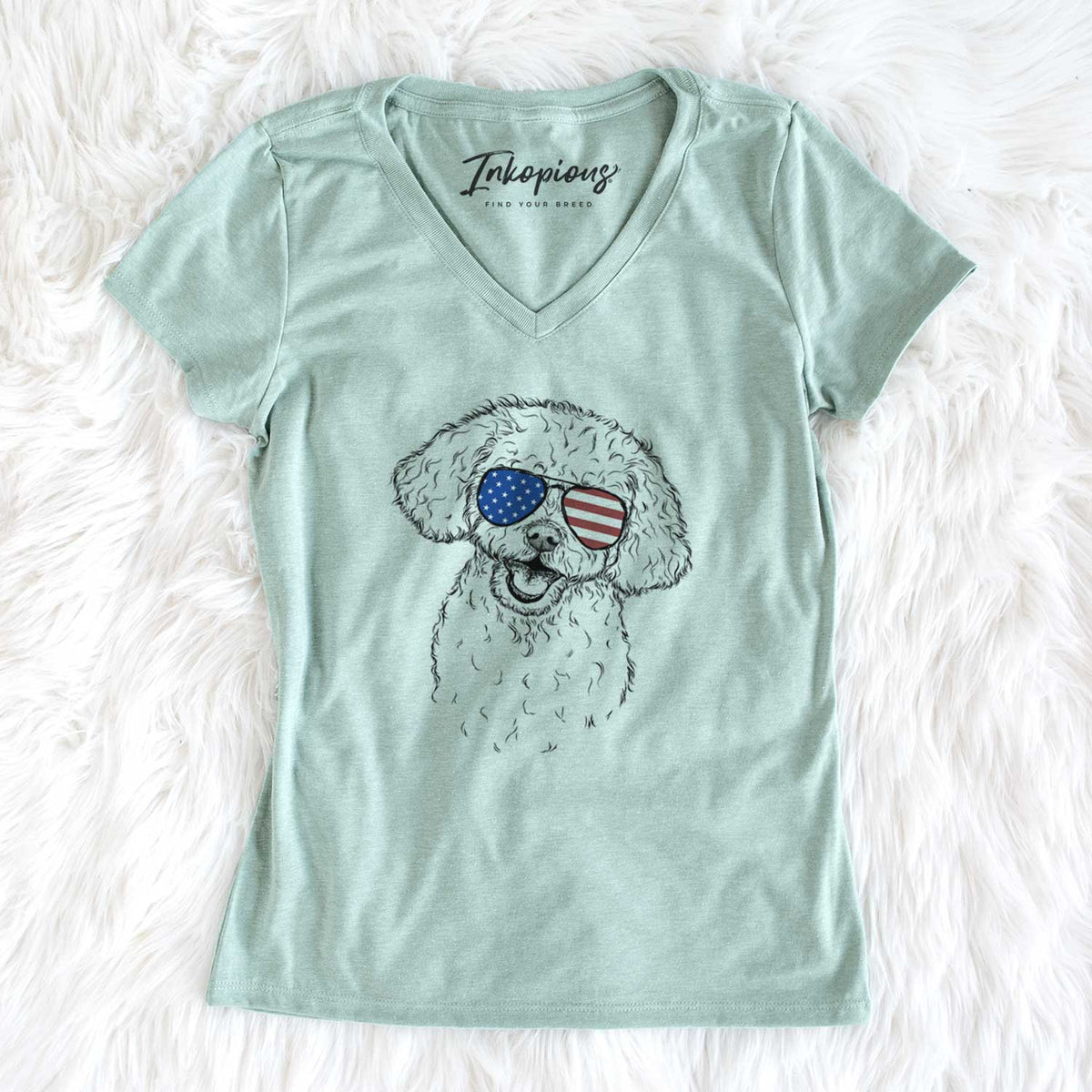 USA Caesar the Bichon Frise - Women's Perfect V-neck Shirt